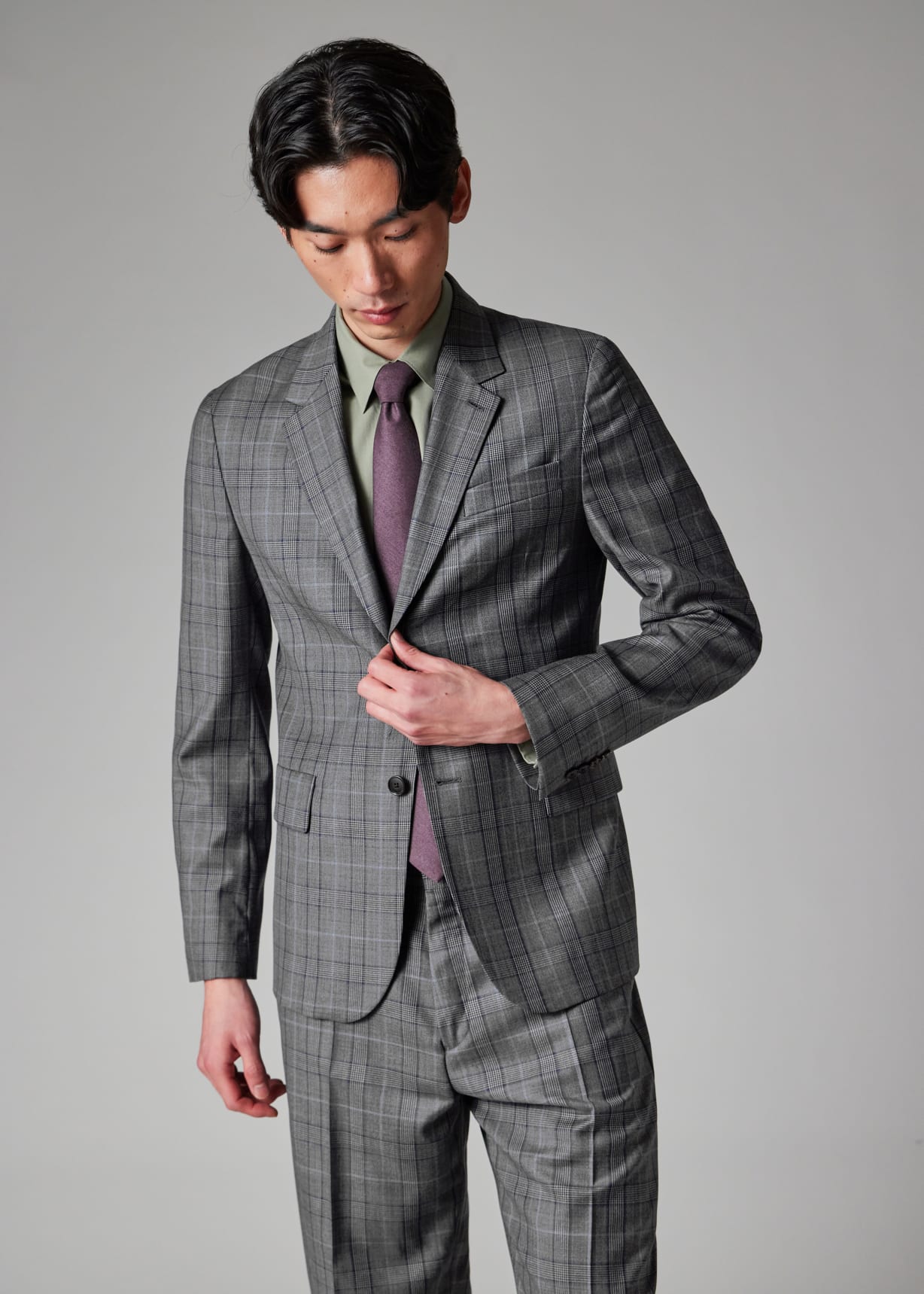 【希少！美品】Paul Smith 英国MOON社 ウールジャケット　グレー　S Men's Grey Wool Check Suit