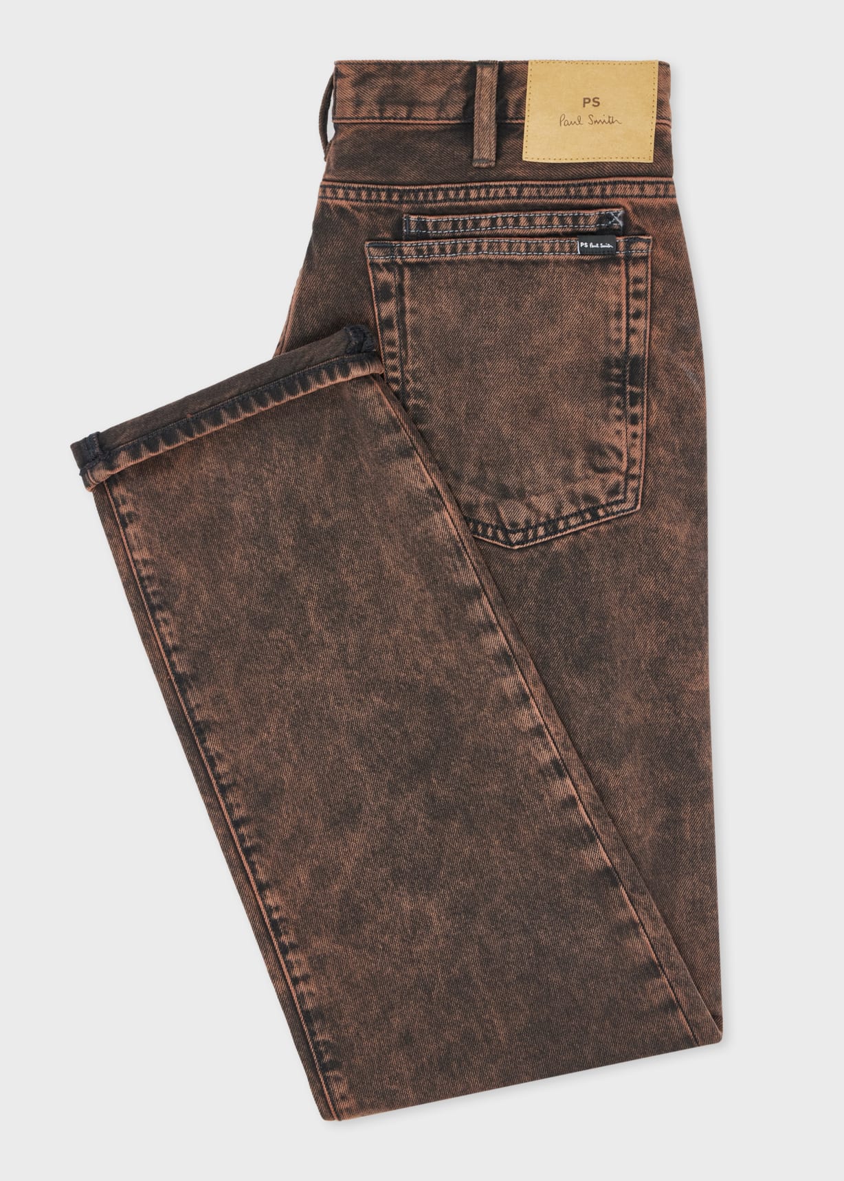 Men's Relaxed Tapered-Fit Black and Brown Overdyed Jeans