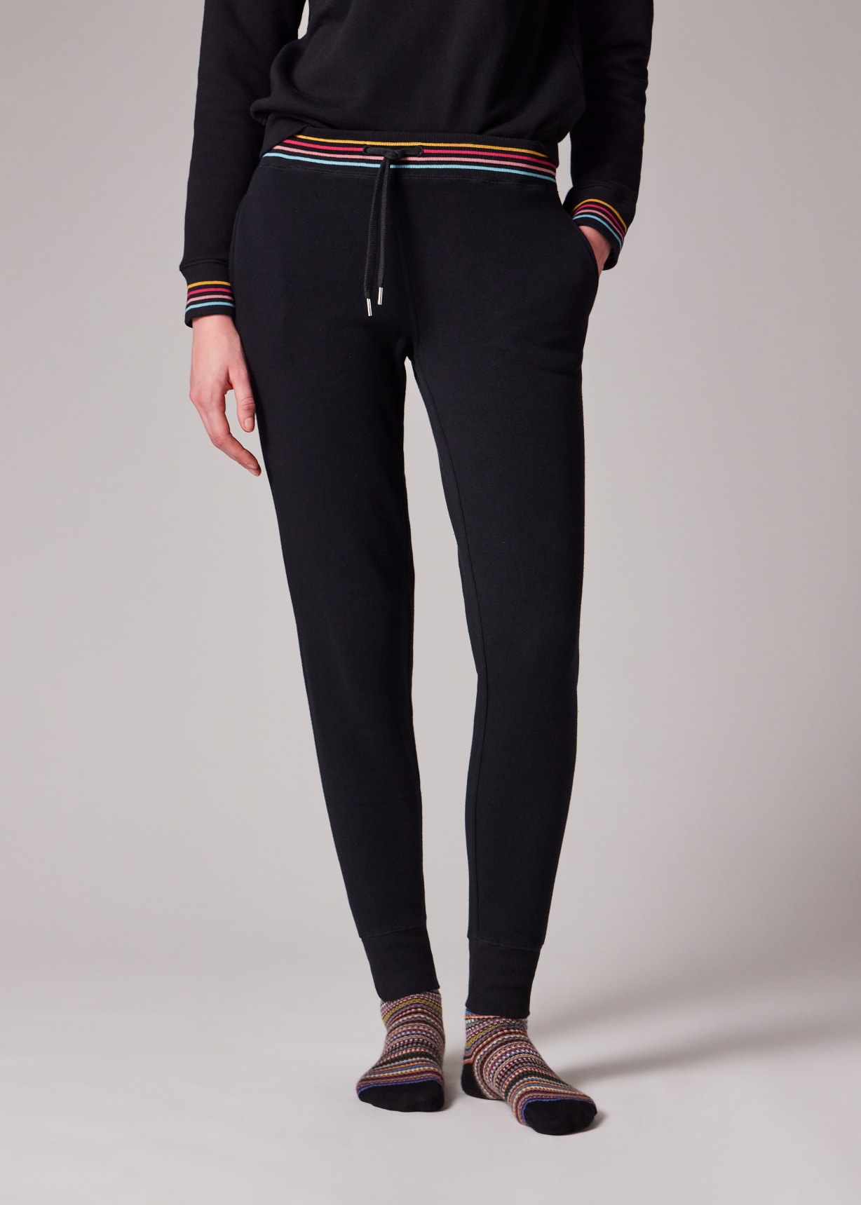 Women's Black Lounge Sweatpants With 'Swirl' Trims