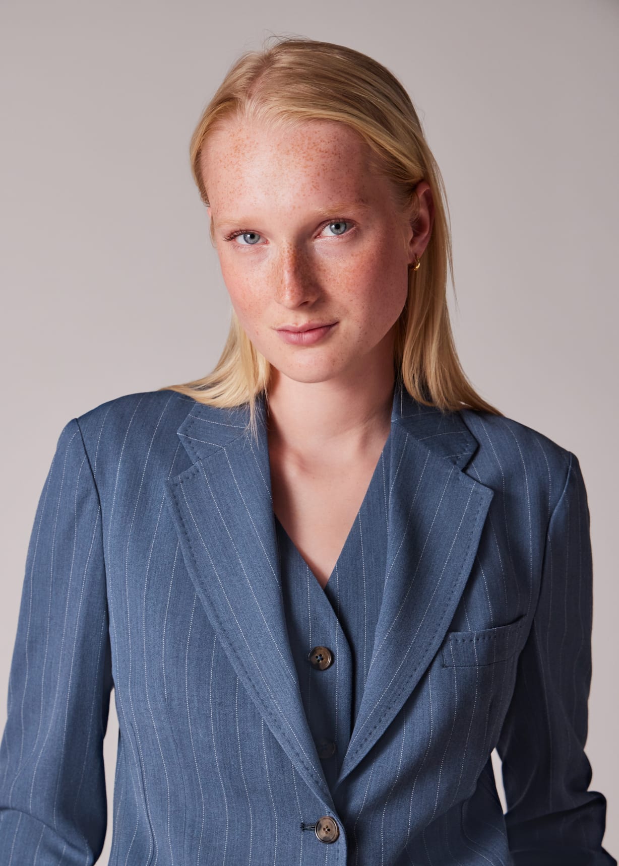 Women's One-Button Jacket With Striped Cuffs