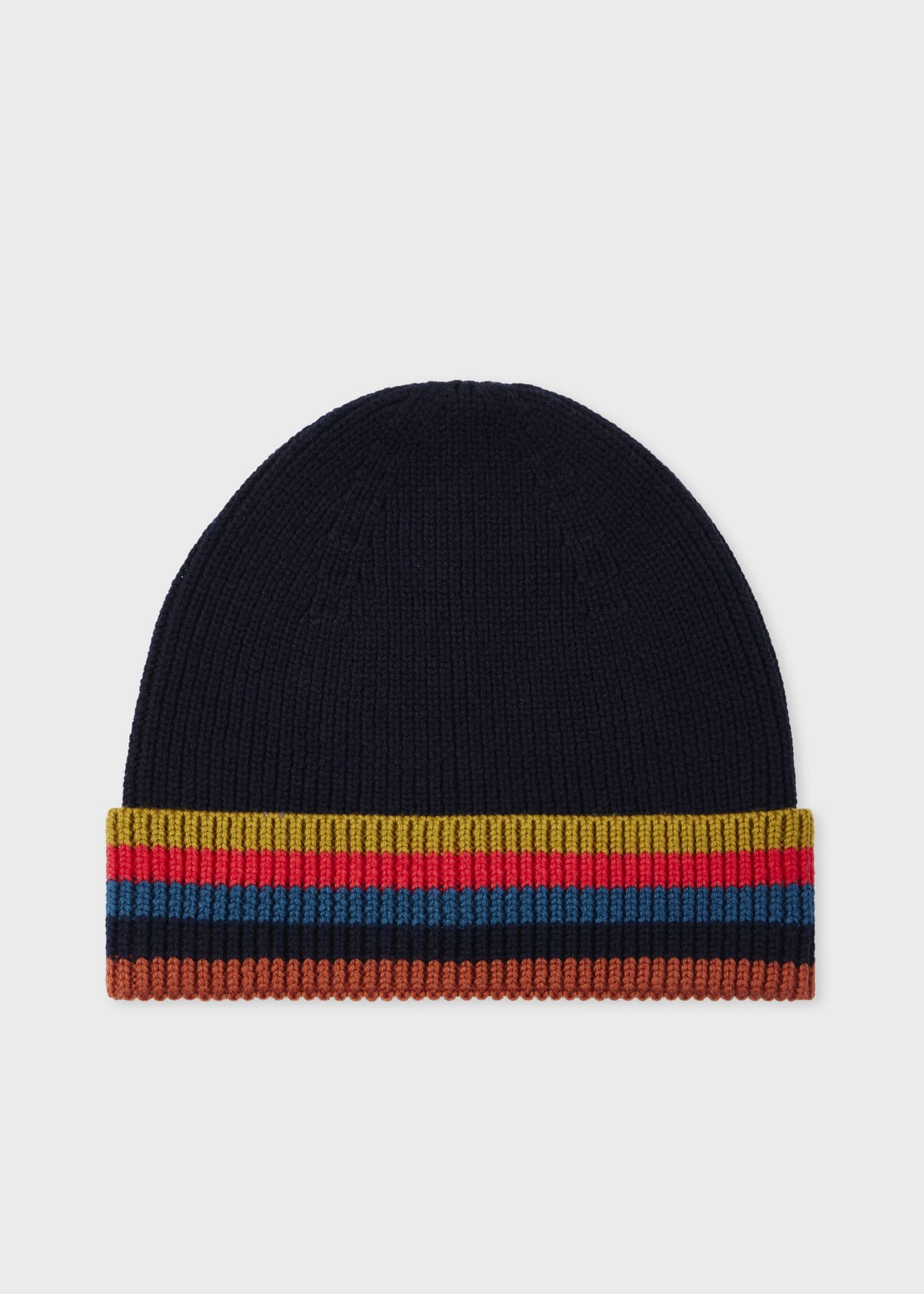 Navy Blue Merino Wool 'Artist Stripe' Beanie