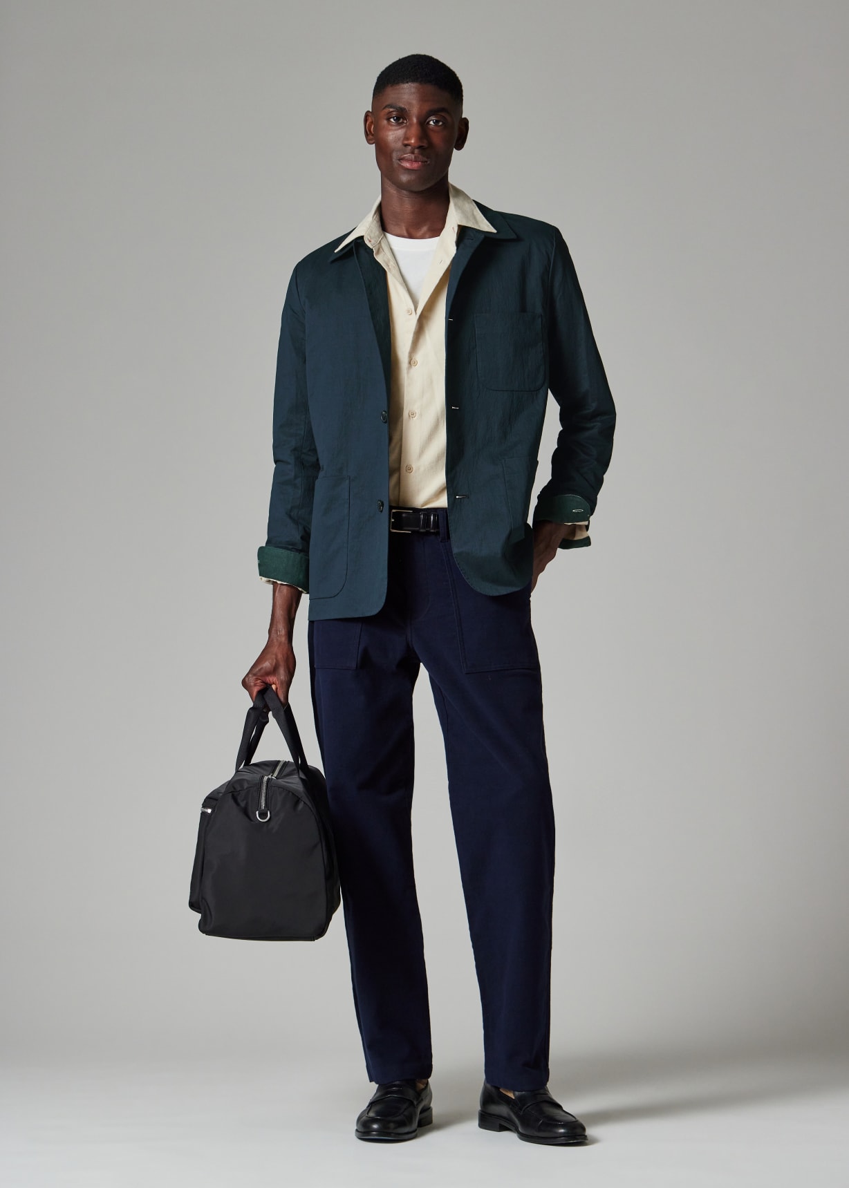 Men's Navy Peached Nylon-Blend Work Jacket