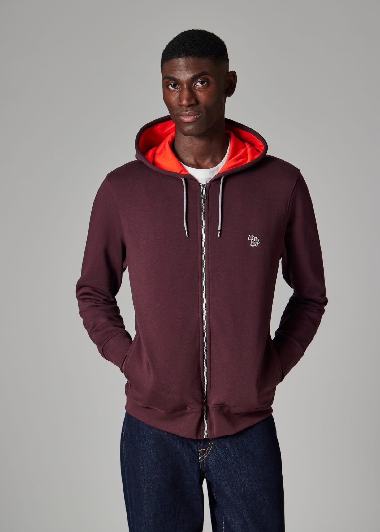 トップス paulsmith London archive zip up sweater Damson Cotton Zip-Front Zebra Logo Hoodie