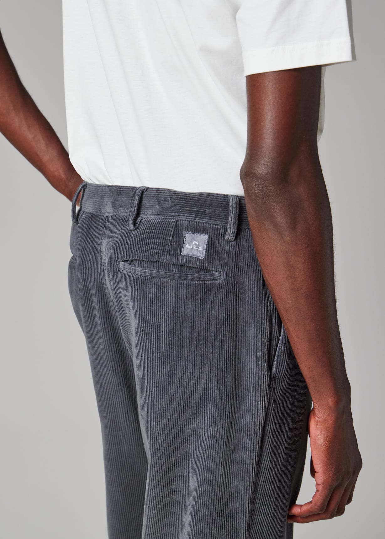 Men's Grey Pleated Corduroy Trousers