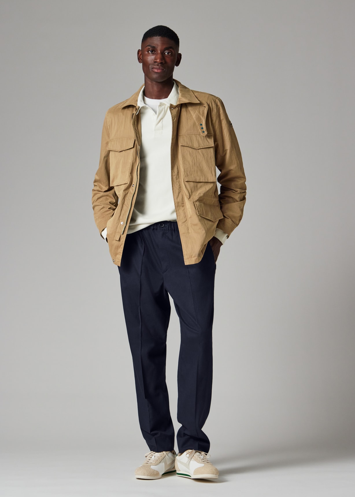 ジャケット・アウター Paul Smith NYLON MILITARY COAT Men's Tan Nylon-Blend Field Jacket