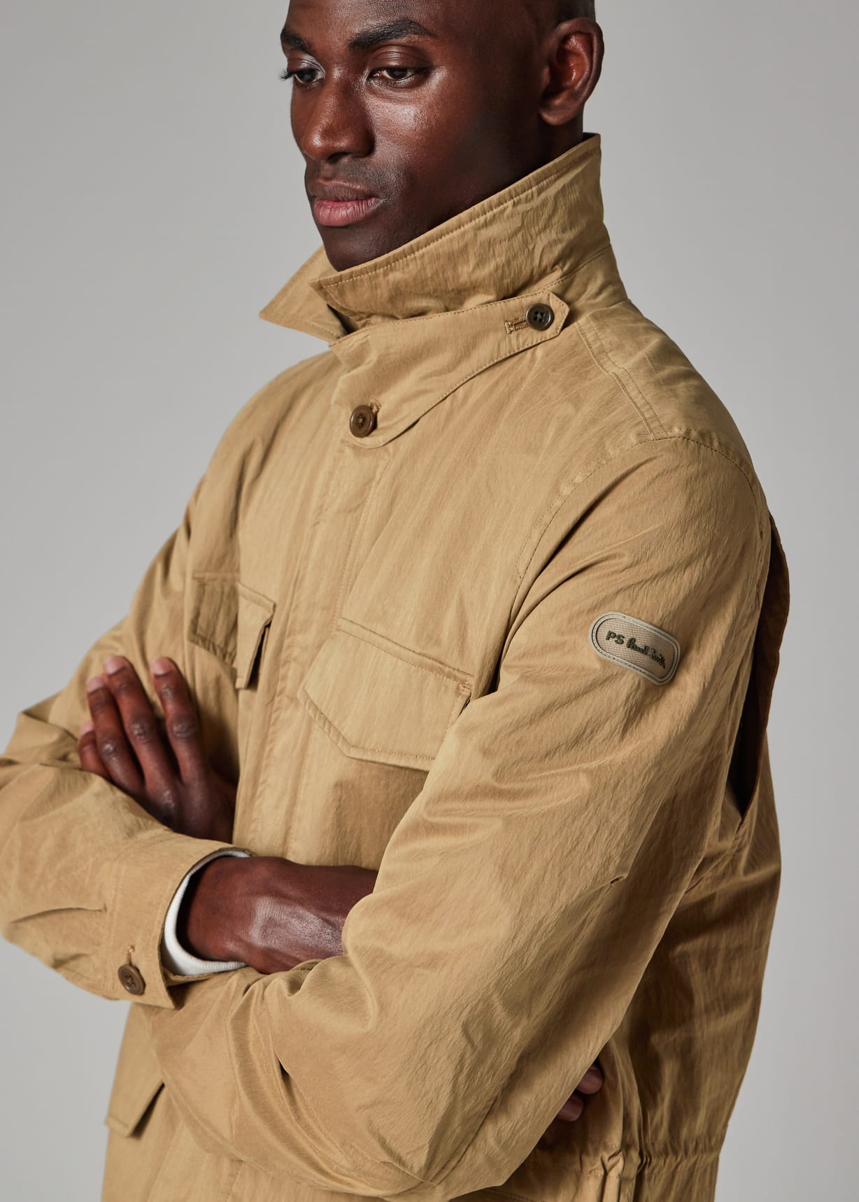 Men's Tan Nylon-Blend Field Jacket