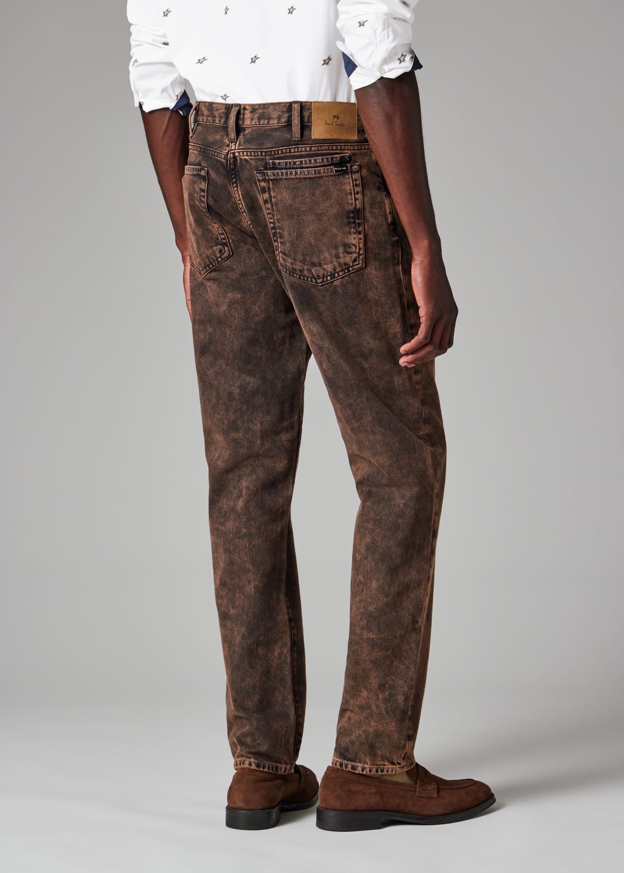 apar　TODAYFUL Carys Denim23 brown Men's Relaxed Tapered-Fit Black and Brown Overdyed Jeans
