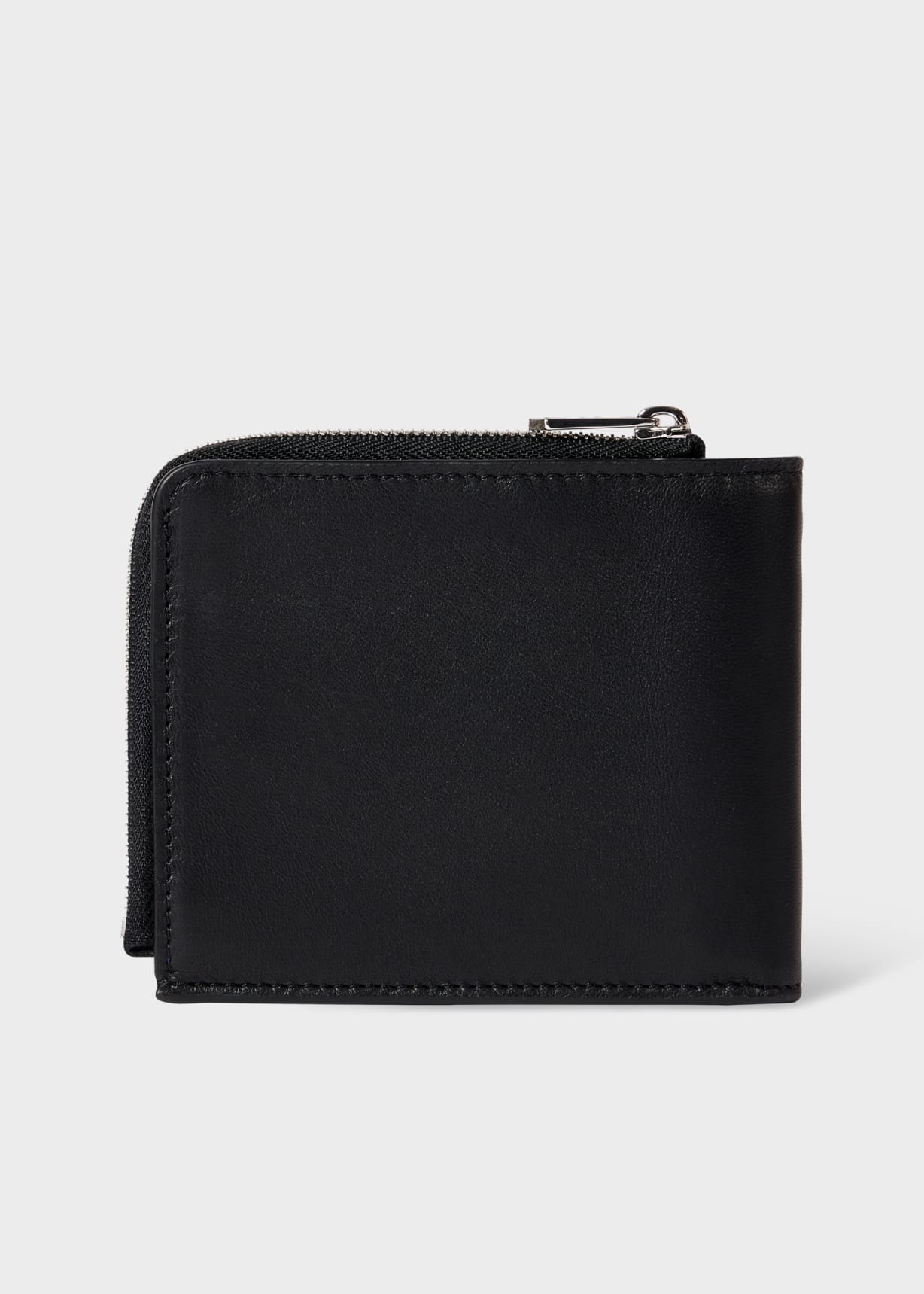Paul Smith BLACKウール100% 牛革留め サイズ42 Men's Black Embossed Logo Zip Wallet
