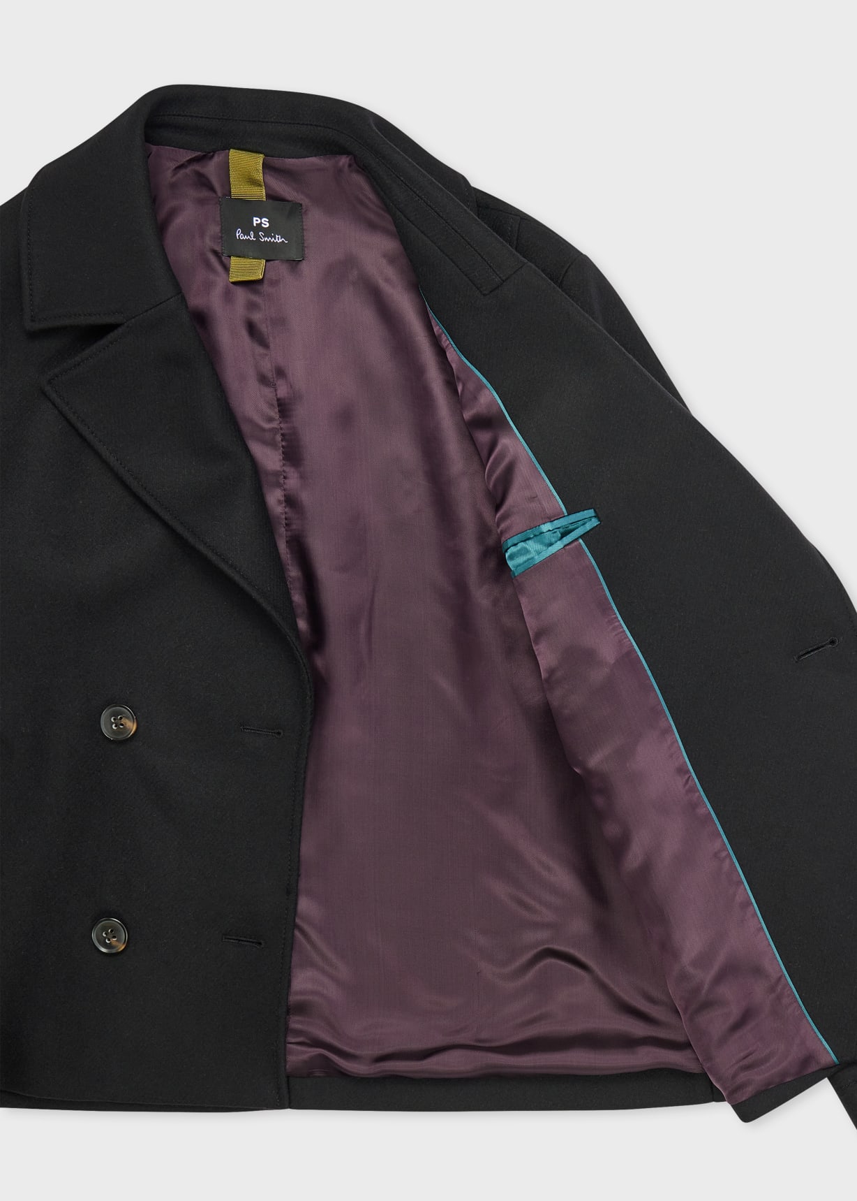 Women's Black Wool-Cashmere Blend Short Pea Coat