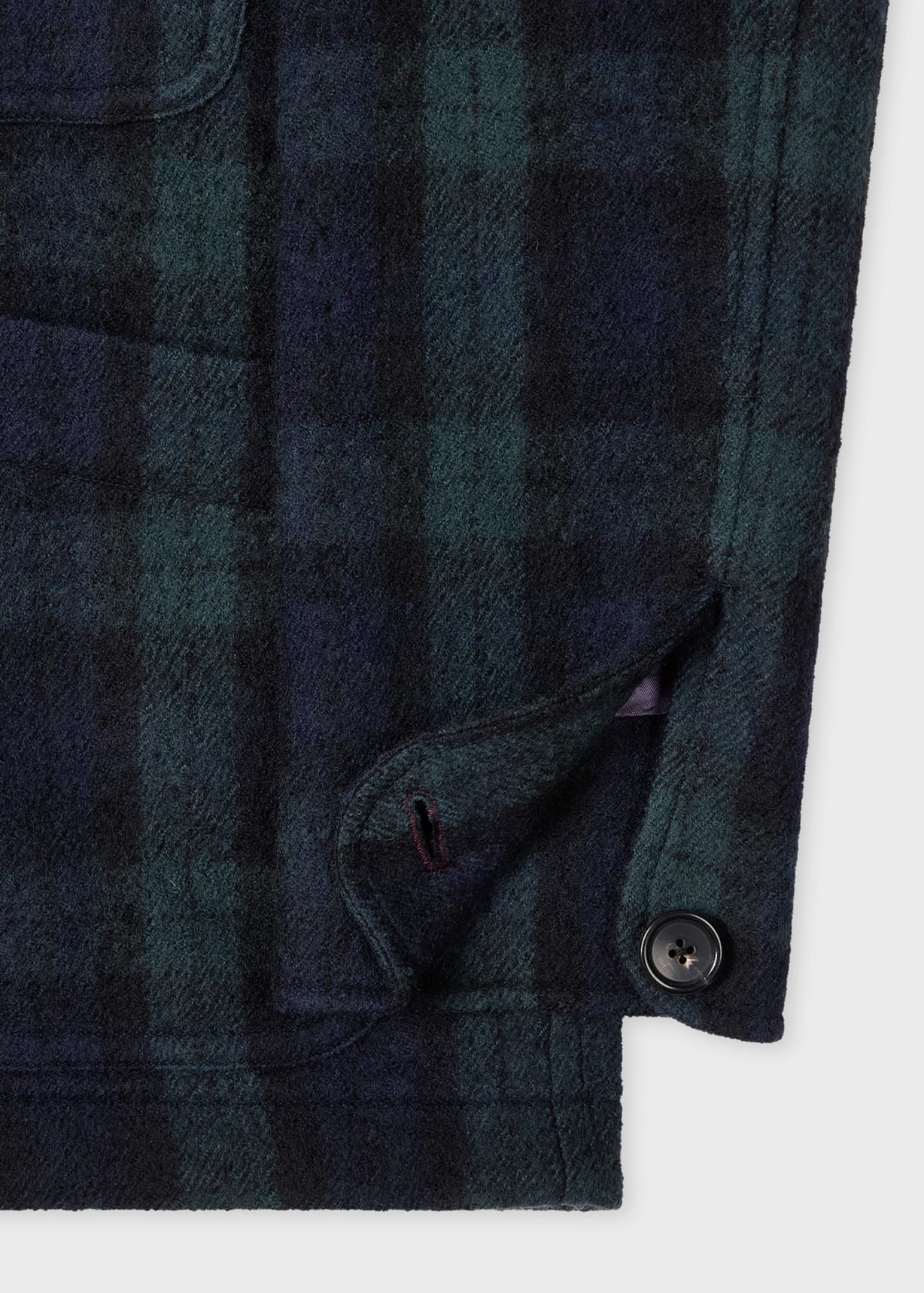 Men's Navy and Green Check Wool Work Jacket