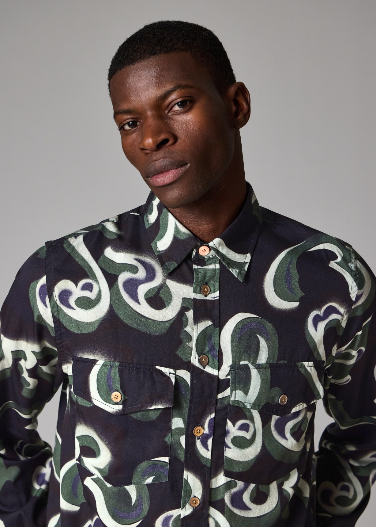 Men's Black 'Waltzer' Lyocell-Cotton Long Sleeve Shirt