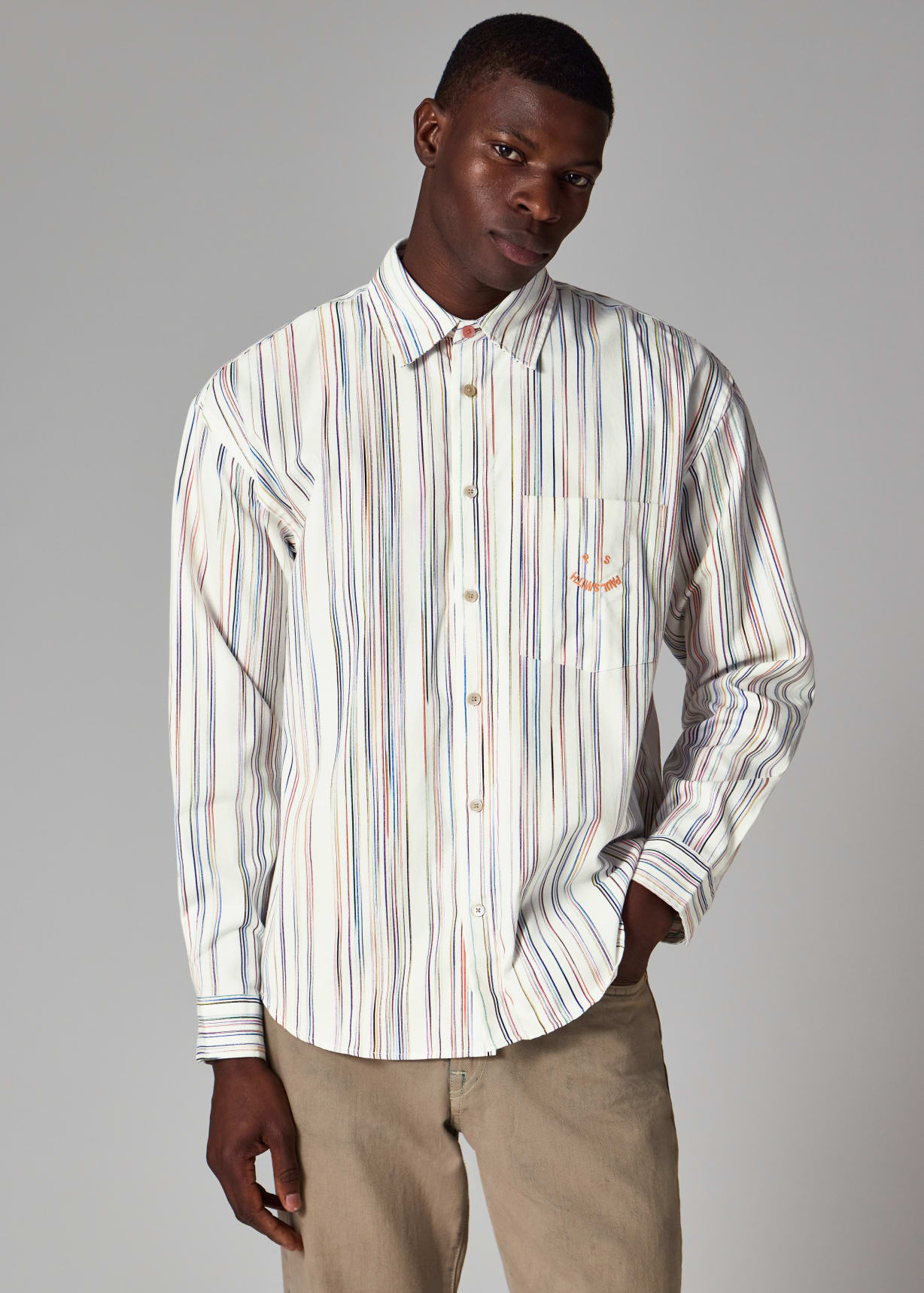 トップス Happy... White Organic Cotton 'Happy' Stripe Shirt