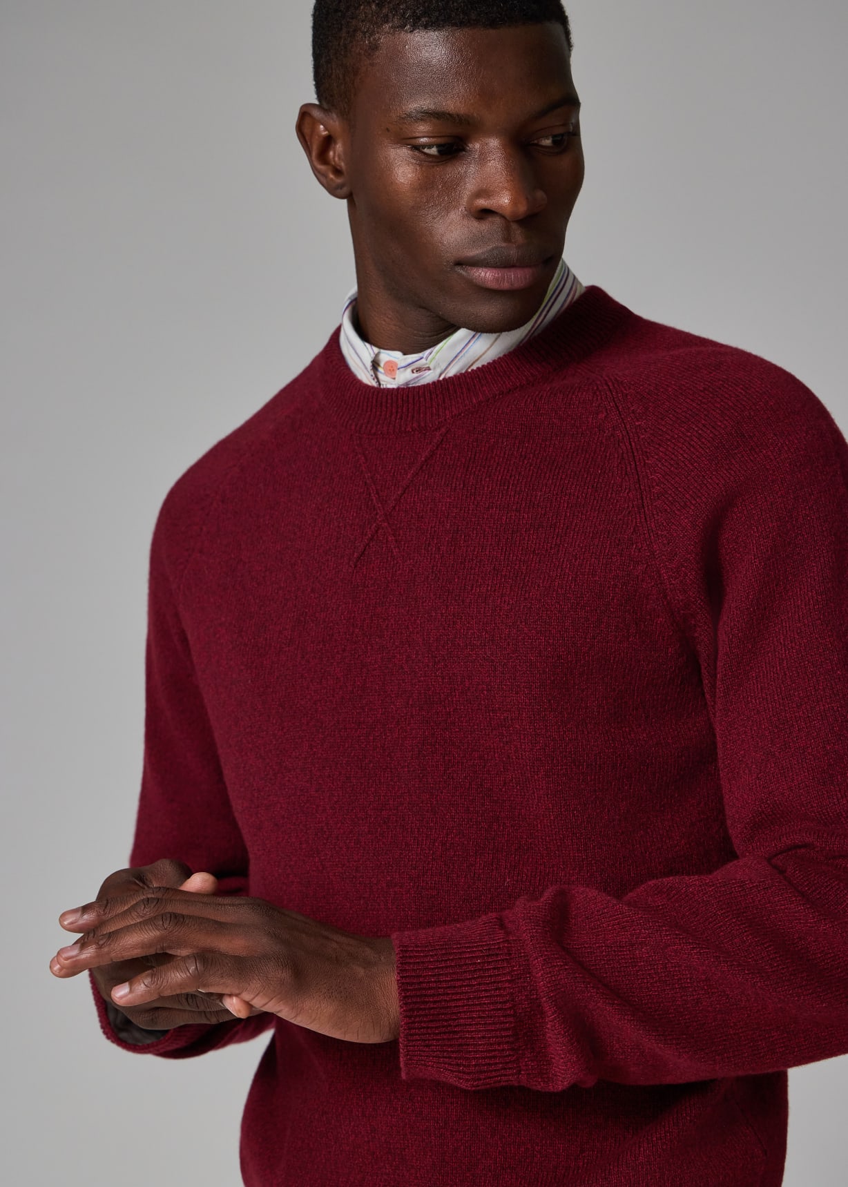 Men's Dark Red Merino Wool Sweater