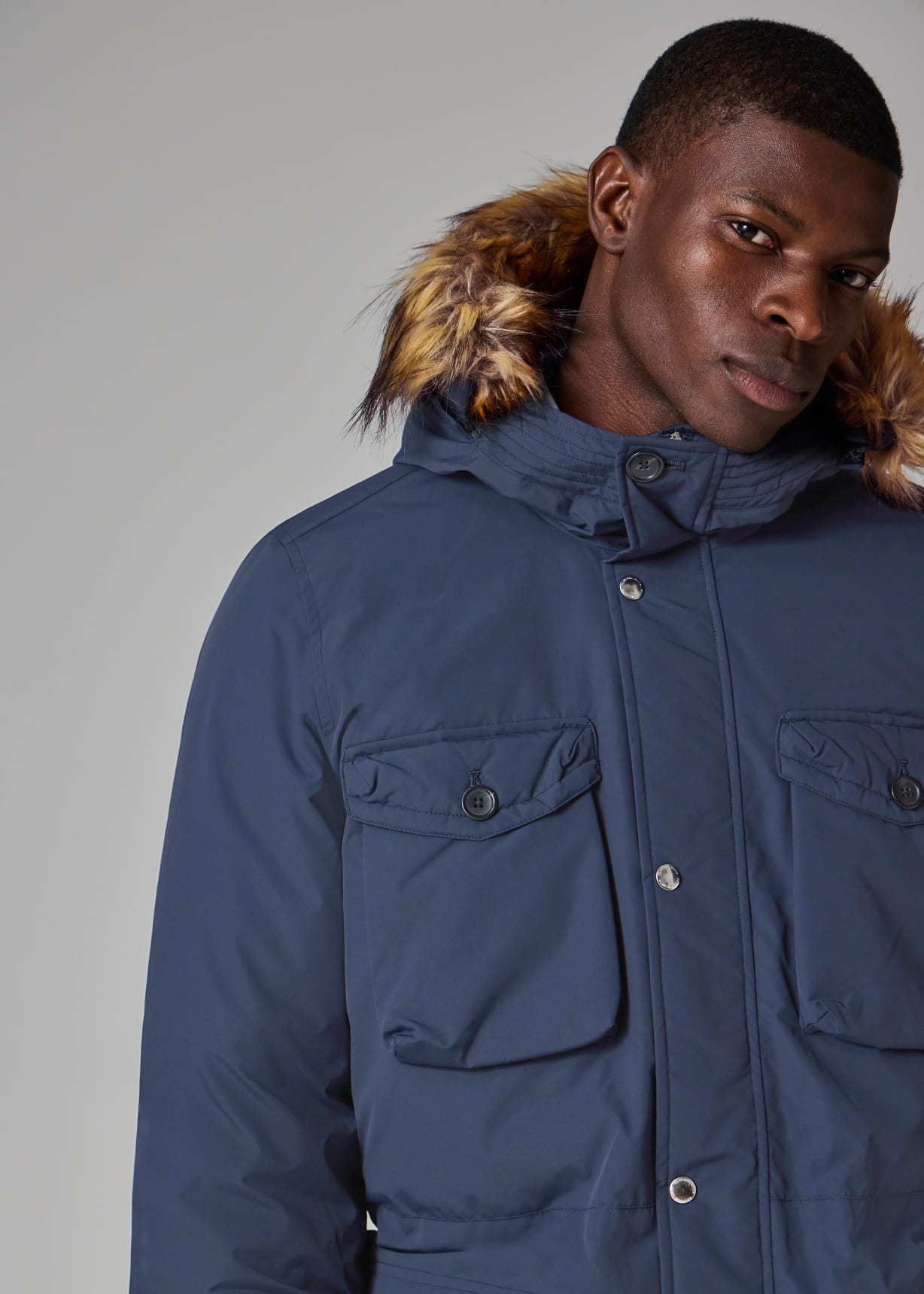 Down Parka Paul Smith Mens Parka Men's Navy Down Parka With Faux