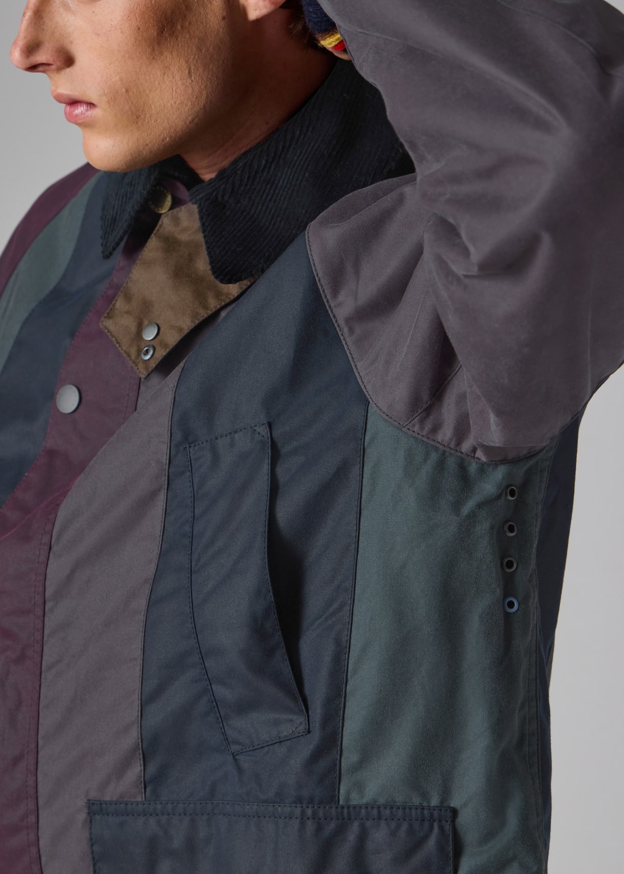 Paul Smith loves Barbour - Striped Oversized Bedale Wax Jacket