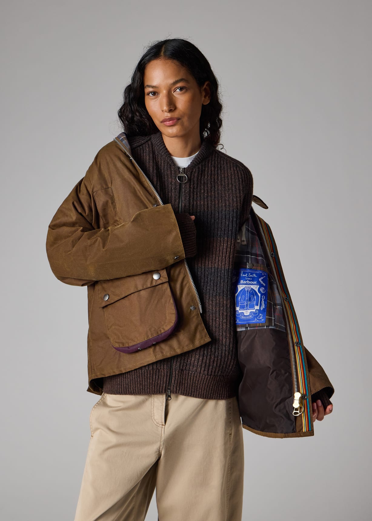 Paul Smith loves Barbour - Tan Oversized Bedale Wax Jacket