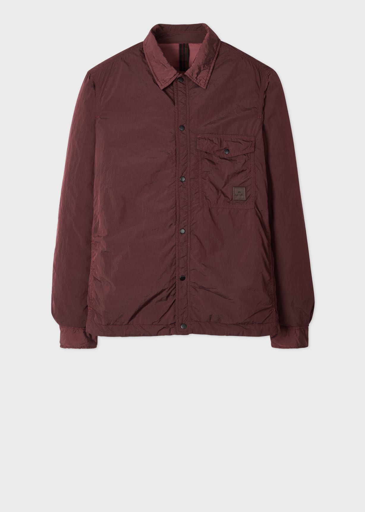 Men's Burgundy Garment Dyed Recycled-Nylon Overshirt
