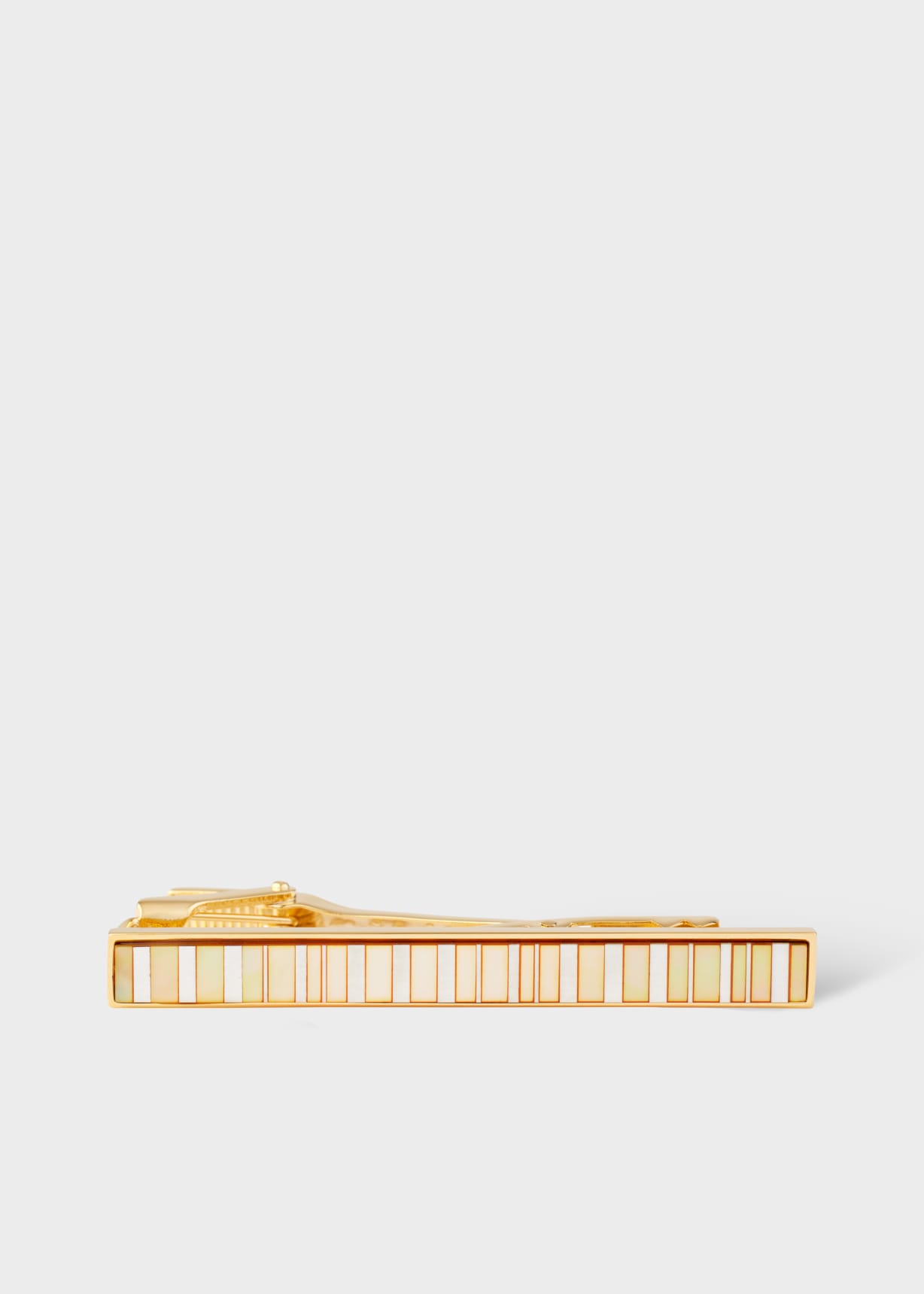 Men's Gold Mother-of-Pearl Stripe Tie Clip