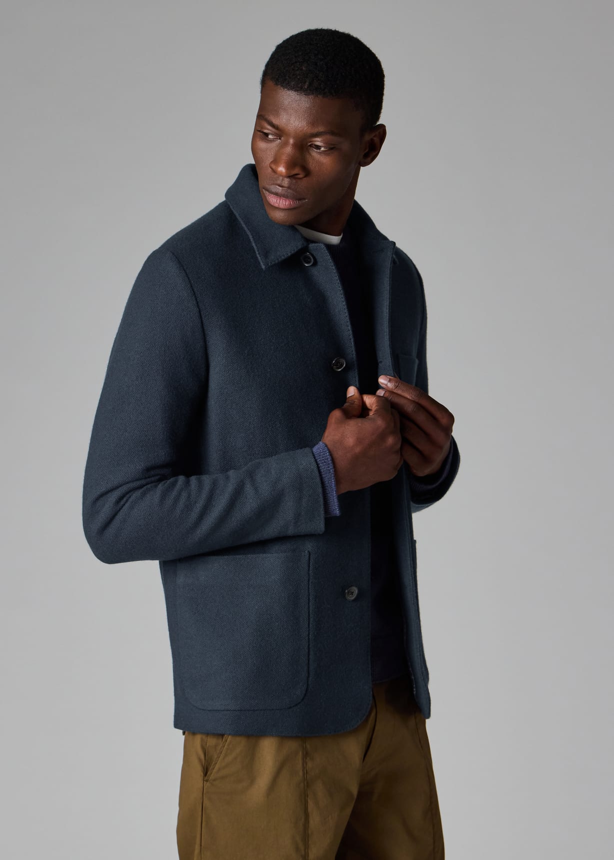Men's Navy Extra-Fine Wool Work Jacket
