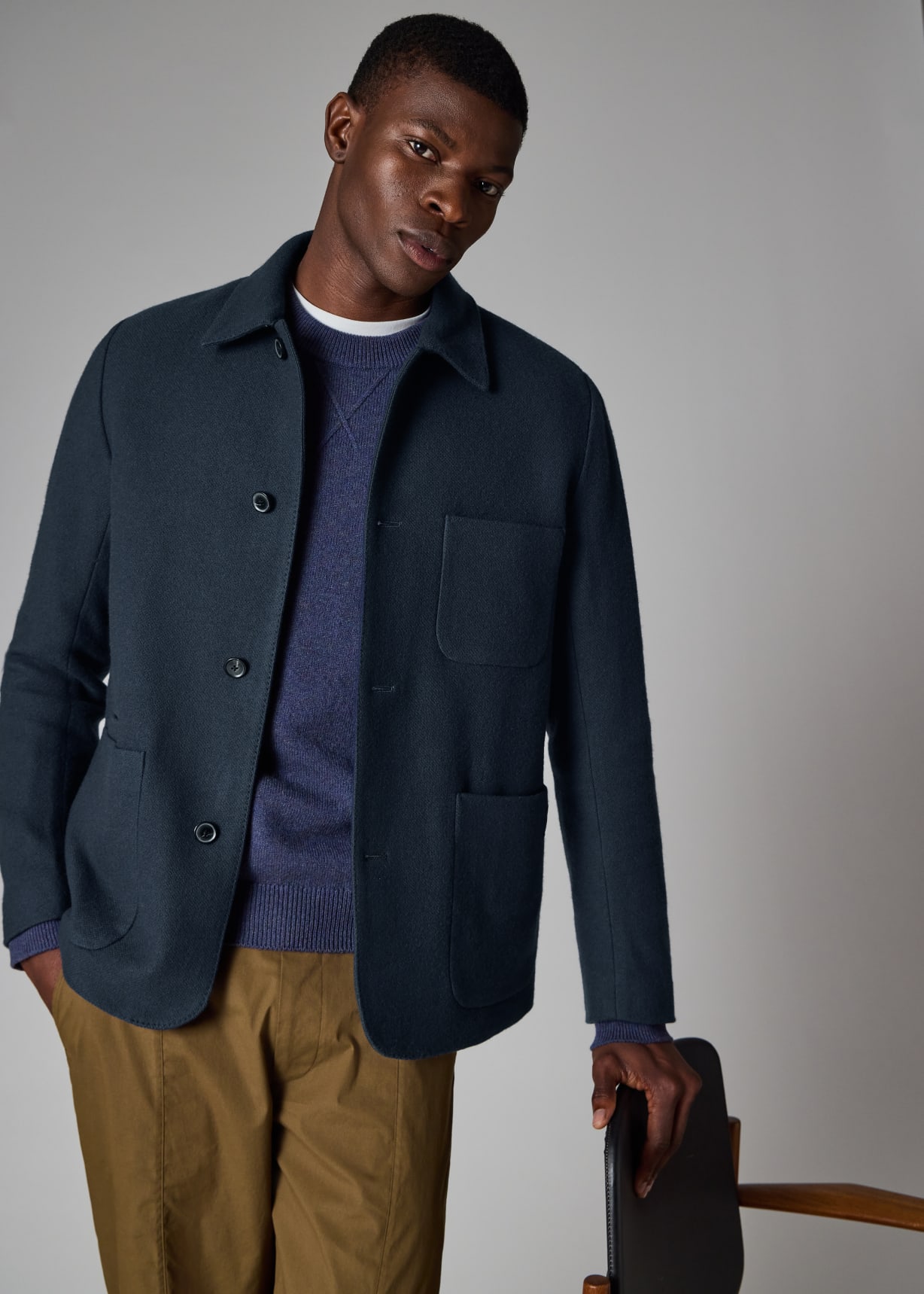 Men's Navy Extra-Fine Wool Work Jacket