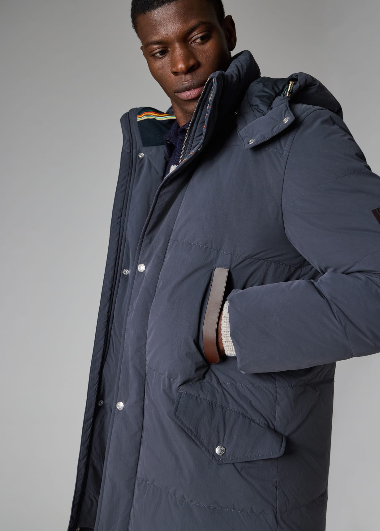 Men's Navy Long Padded Parka