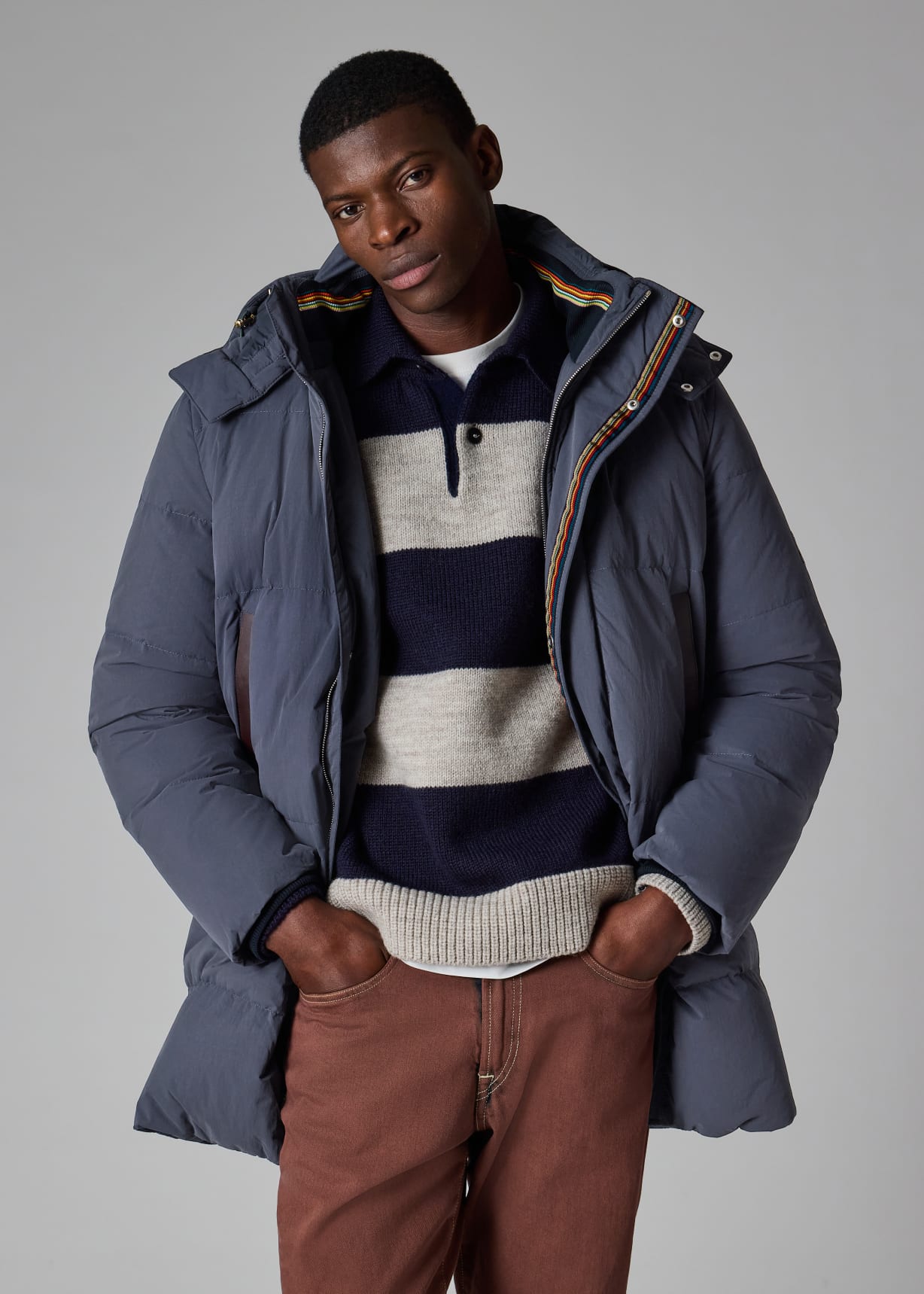 Men's Navy Long Padded Parka
