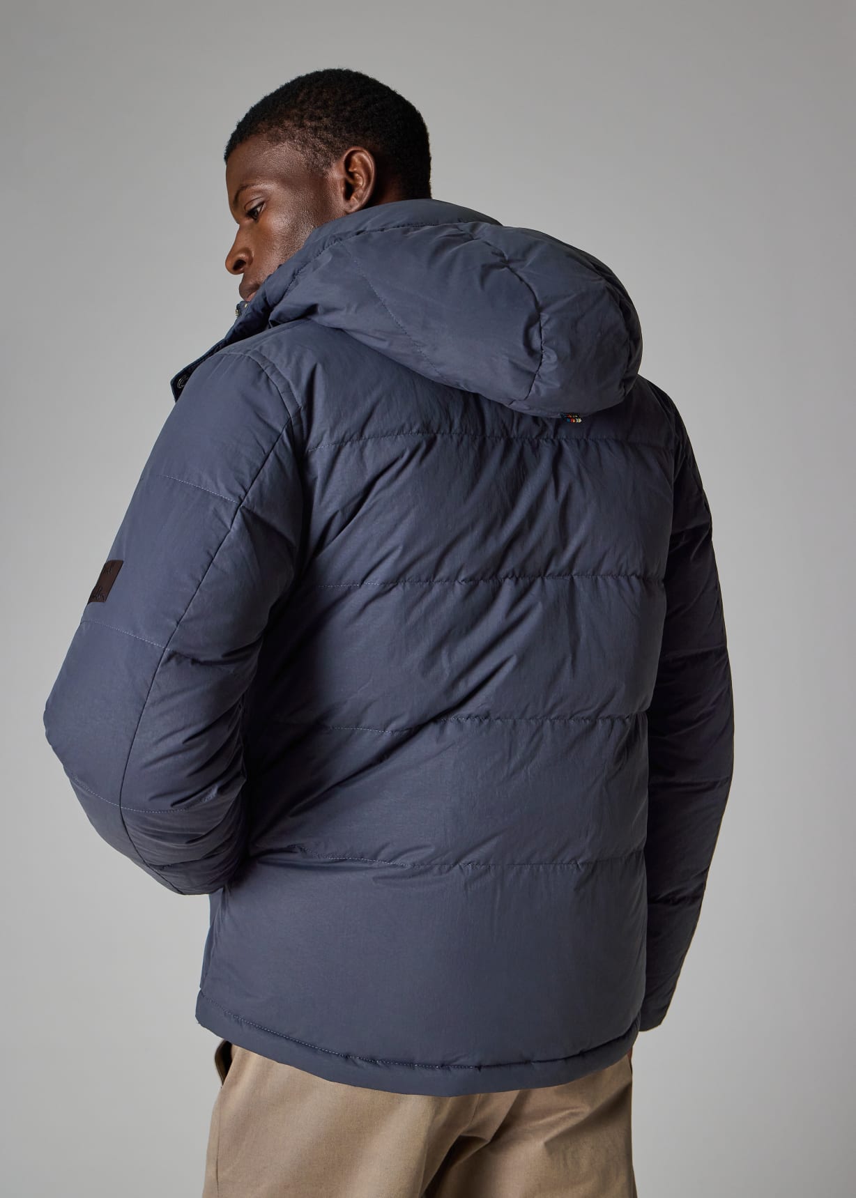 Men's Navy Down Jacket with Detachable Hood