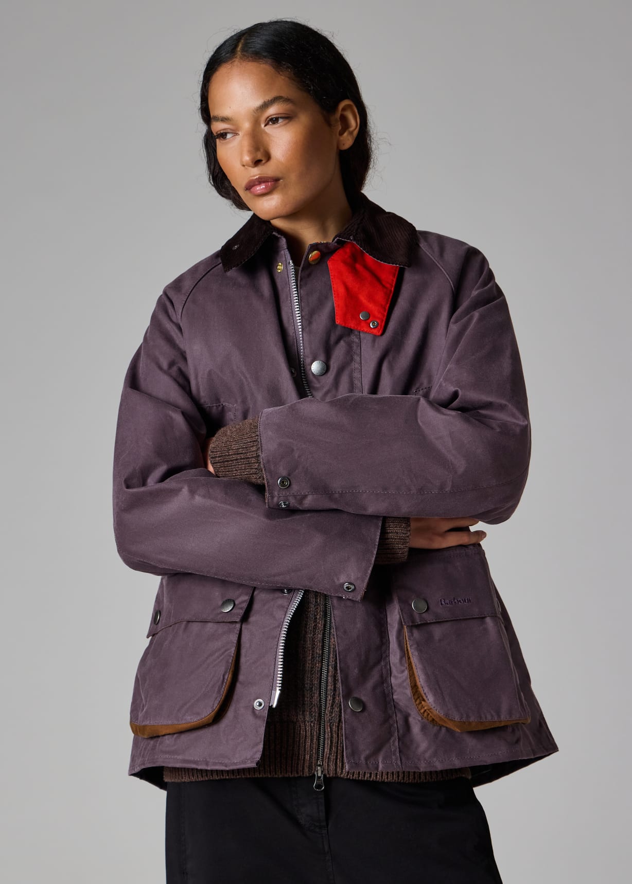 Paul Smith loves Barbour - Grey Lilac Oversized Bedale Wax Jacket