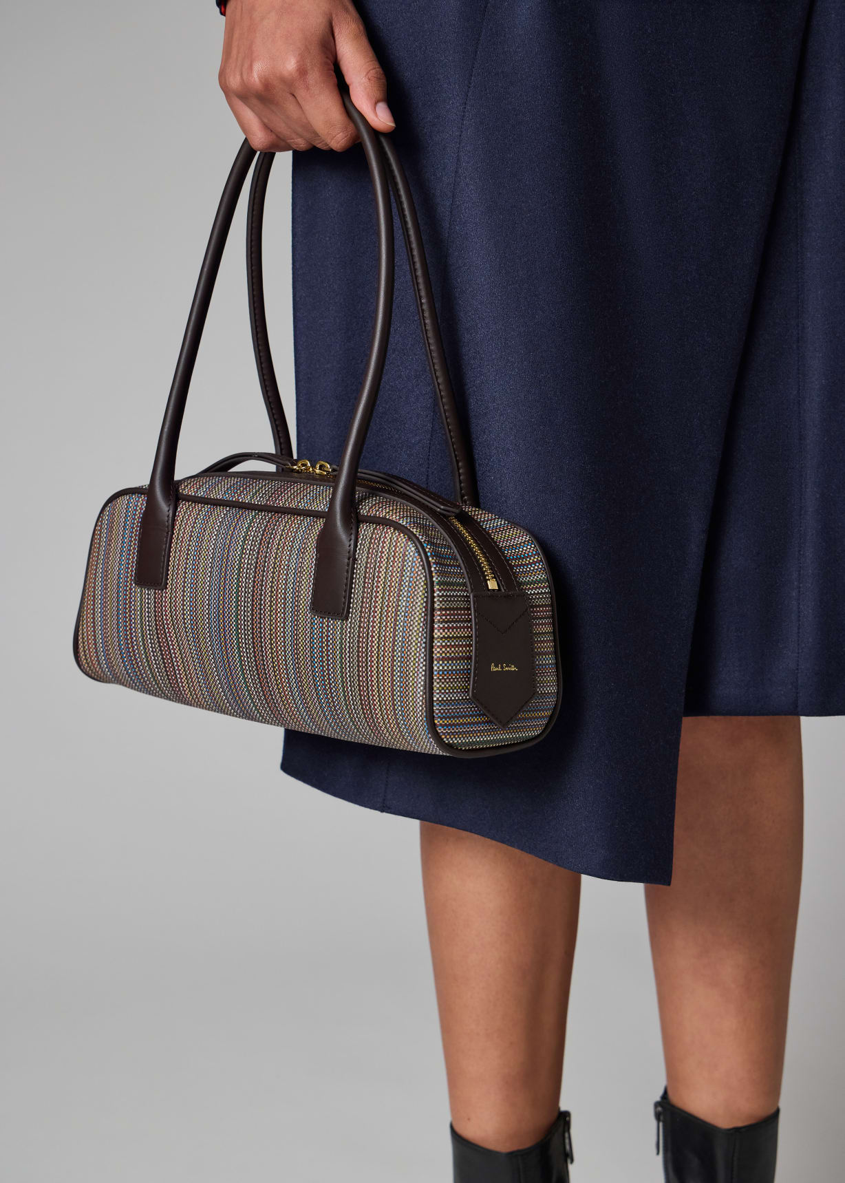 Women's 'Signature Stripe' Coated Canvas Top Handle Shoulder Bag