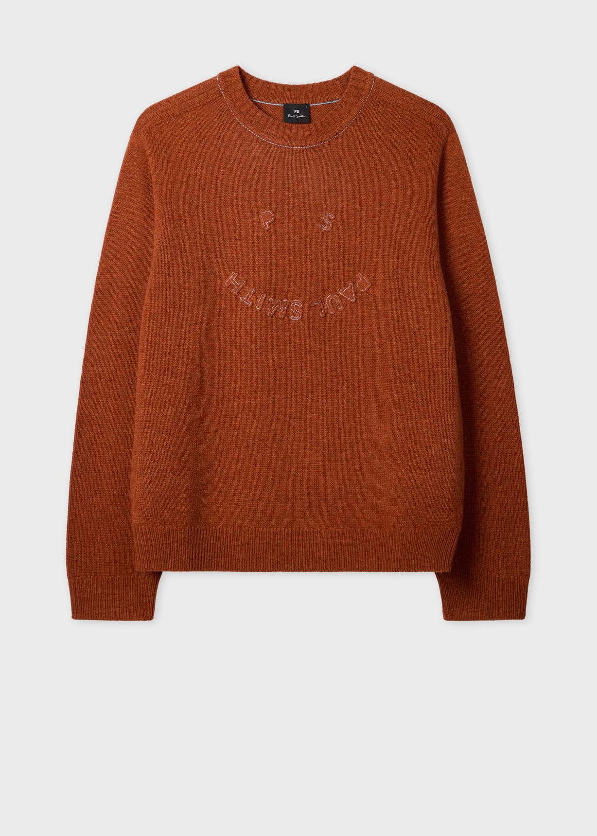 Men's Burnt Orange 'Happy' Merino Wool Sweater