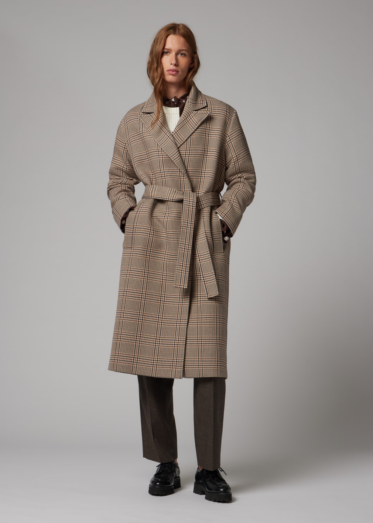 Manteau Femme Zara - Marron - Taille S - Ceinturé (cravate) - Laine - Très Bon état