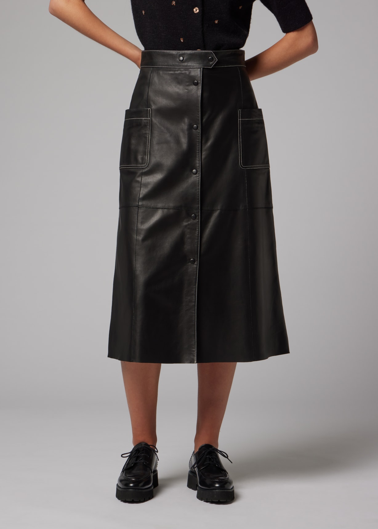 Women's Black ALine Leather Skirt Paul Smith — free download