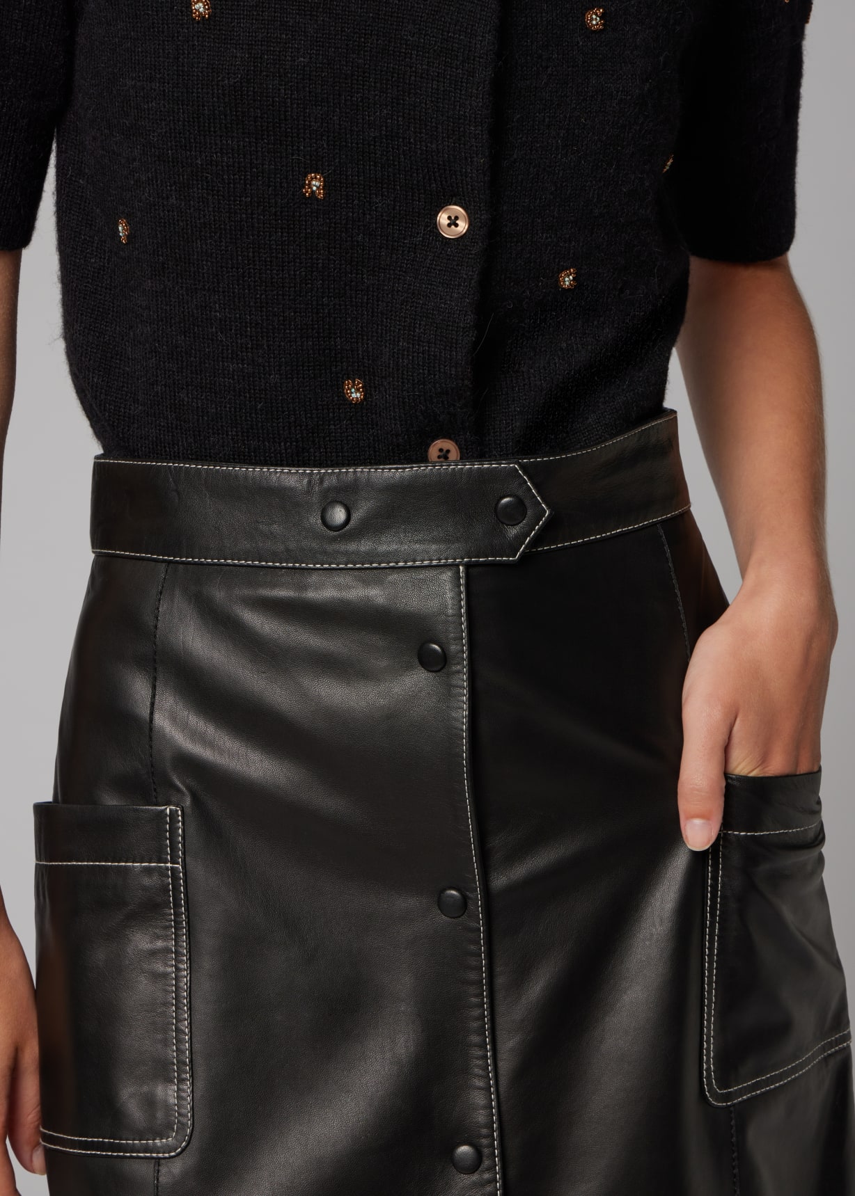 Women's Black ALine Leather Skirt Paul Smith — free download