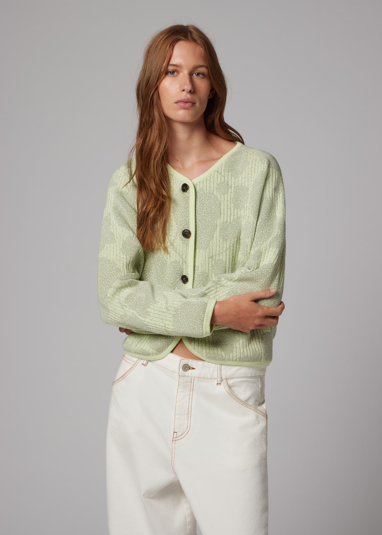 Women's Sage Jacquard Floral Cardigan