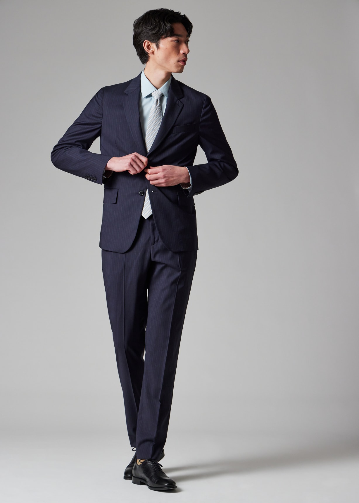 Men's Navy Stripe Tropical Wool Suit
