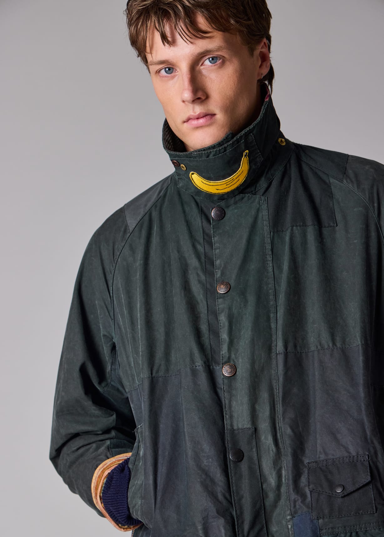 Barbour Paul Smith loves ジャケット 36 Paul Smith loves Barbour - Re-Loved Green Waxed Jacket