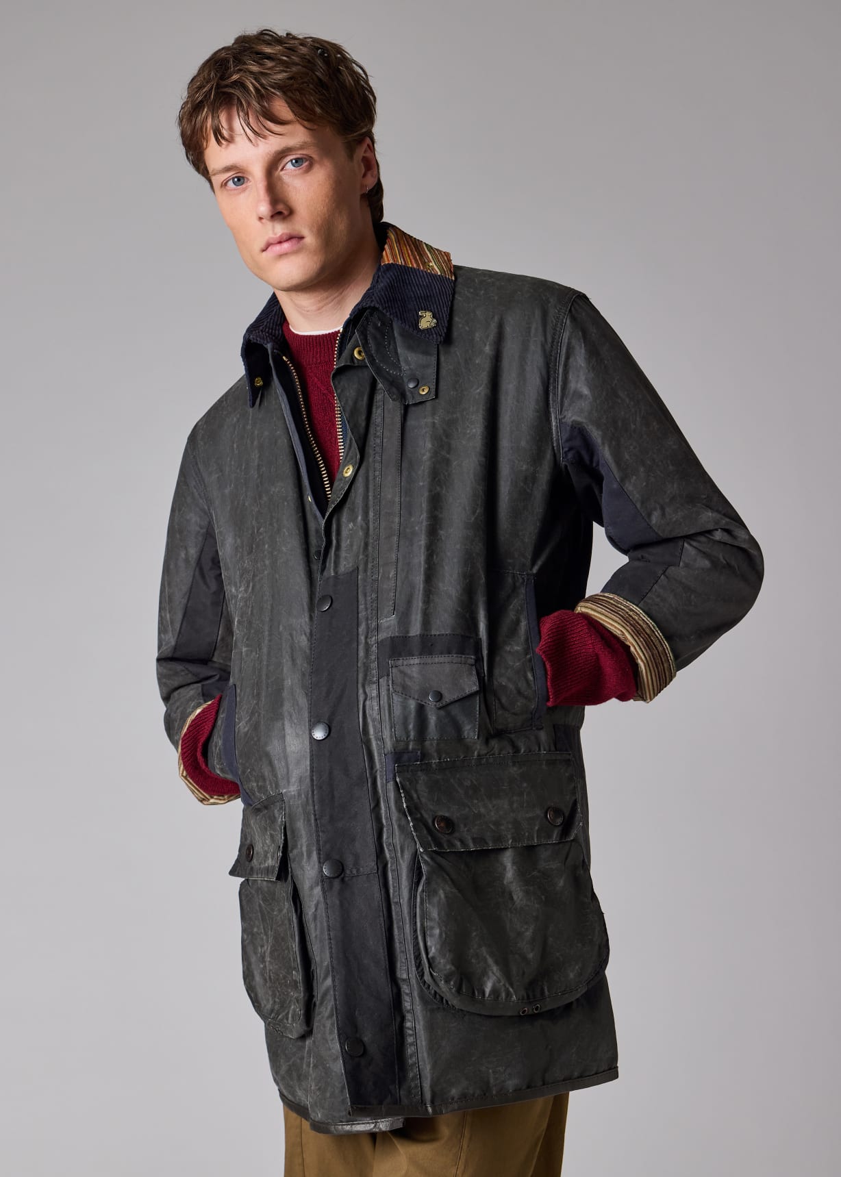 Paul Smith loves Barbour ジャケット 36(美品) Paul Smith Loves Barbour - Re-Loved Navy Waxed Jacket