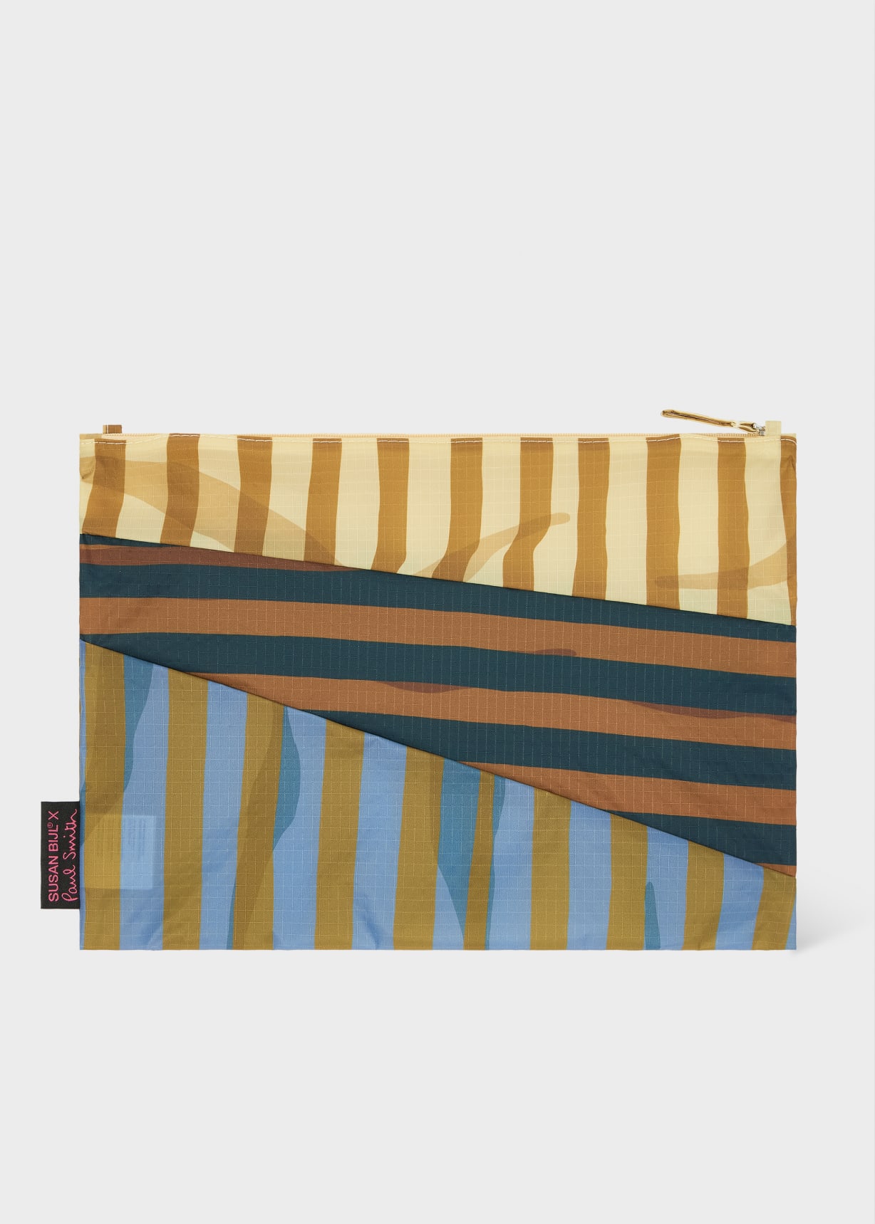 Susan Bijl x Paul Smith - Beige Mixed Stripe 'The New Pouch' Large