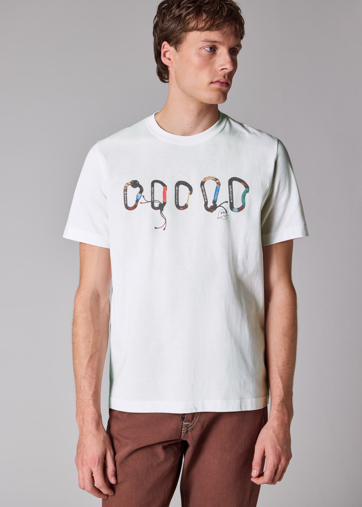 Men's White 'Carabiner' Print T-Shirt