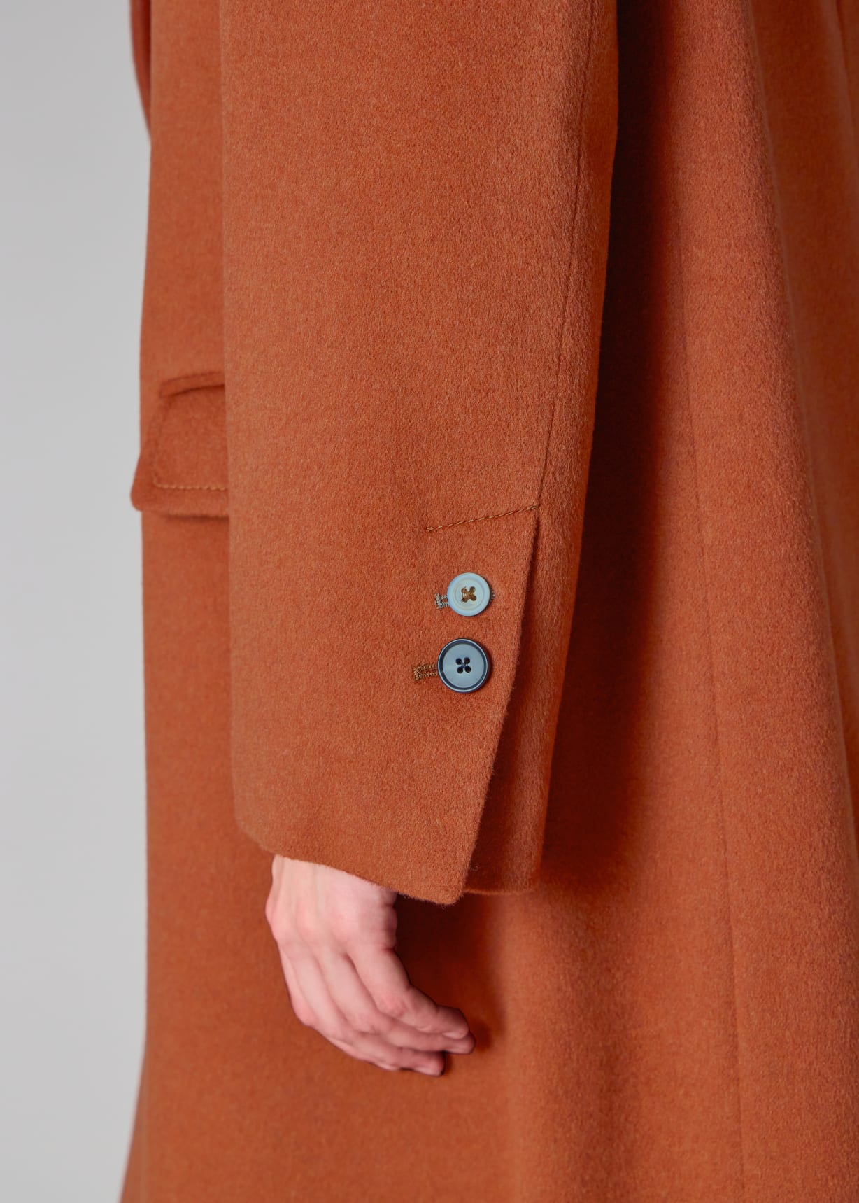 Women's Rust Double Breasted Wool-Cashmere Coat
