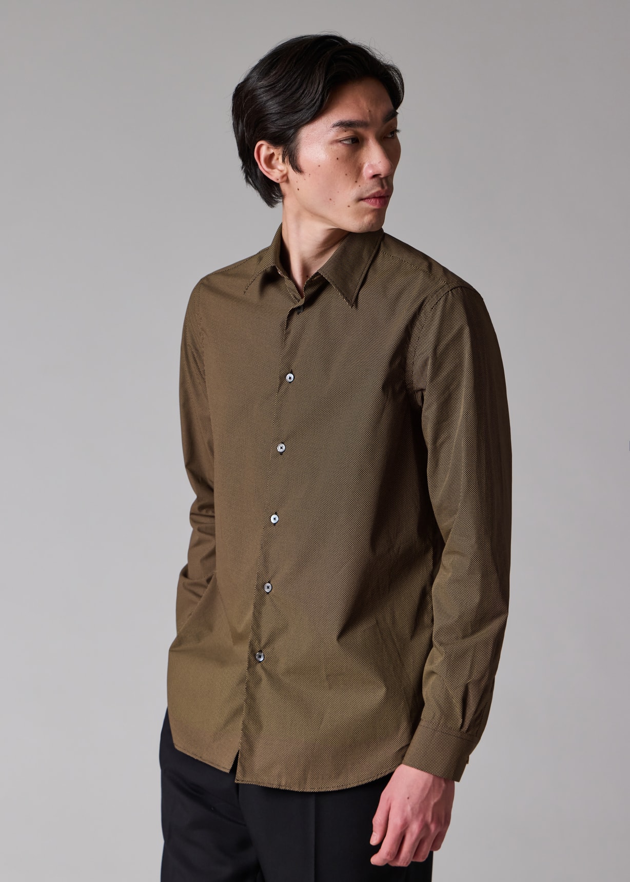 Men's Black Tiny Dot Print Cotton Shirt