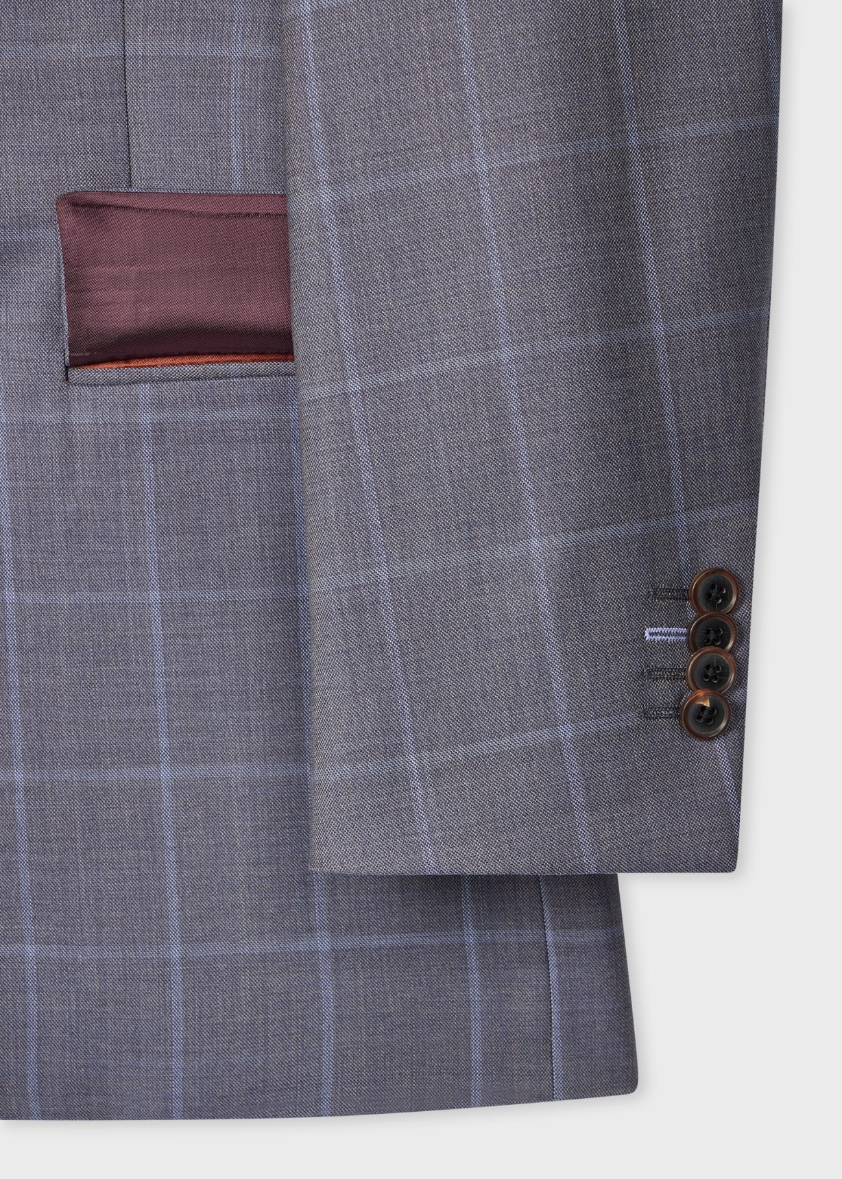 Men's Tailored-Fit Grey Windowpane Check Wool Suit