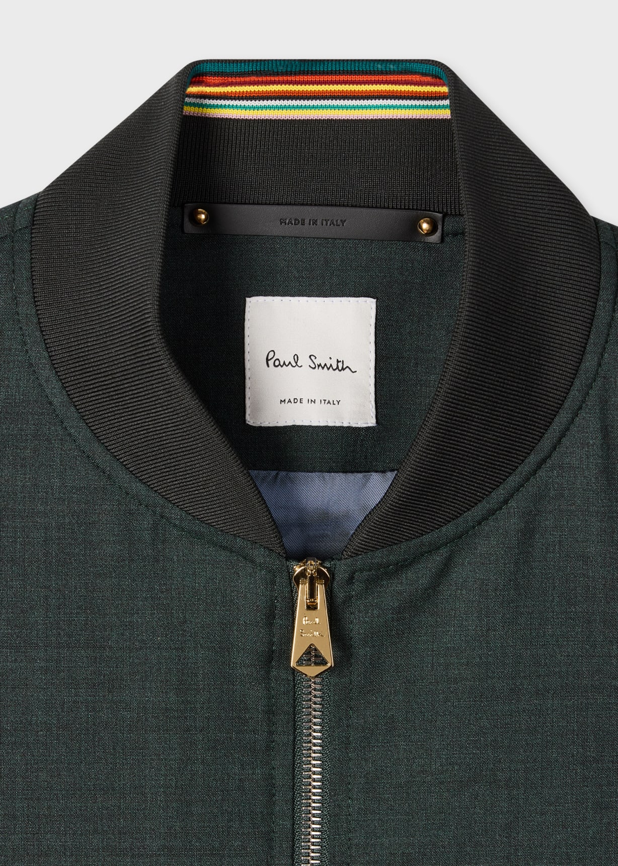 Men's Dark Green Melange 'Storm System' Wool Bomber Jacket