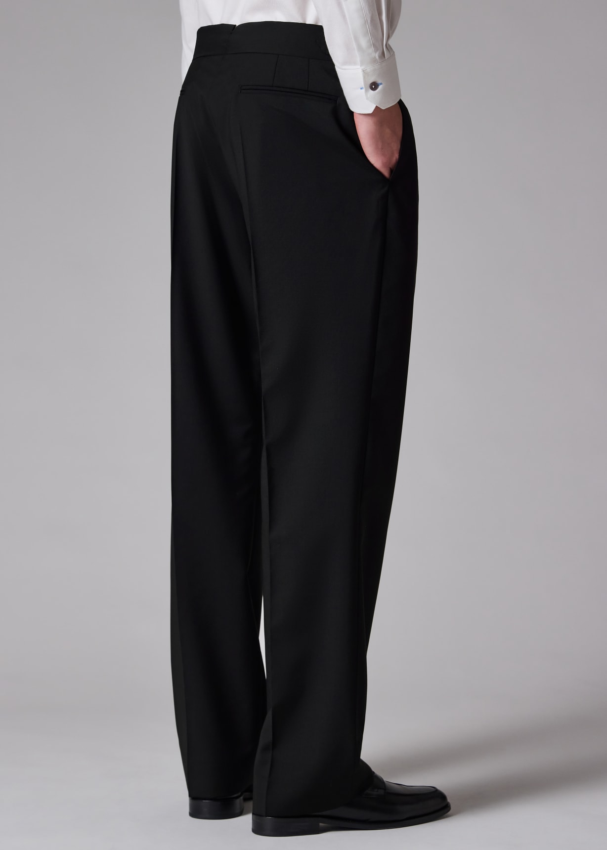 Men's Black Single-pleat Dress Pants Unhemmed Unfinished Bottom main image 0