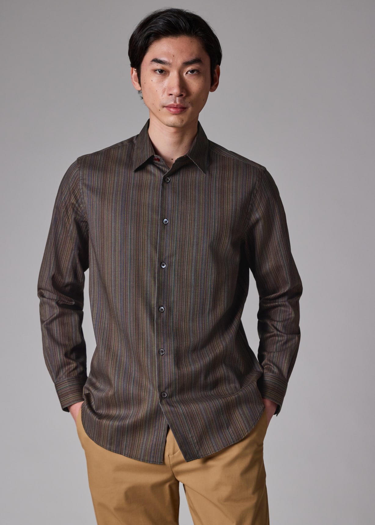 Men's 'Signature Stripe' Micro Check Cotton Shirt