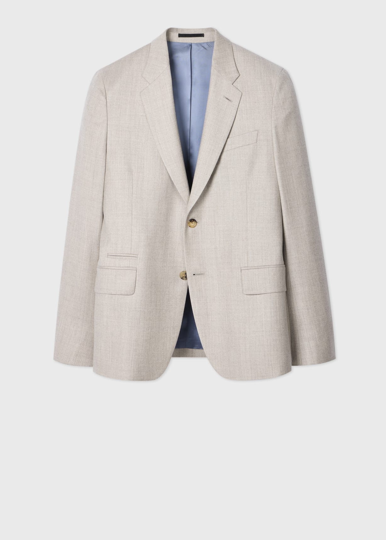 Men's Tailored-Fit Beige Overdyed Wool-Cashmere Flannel Blazer