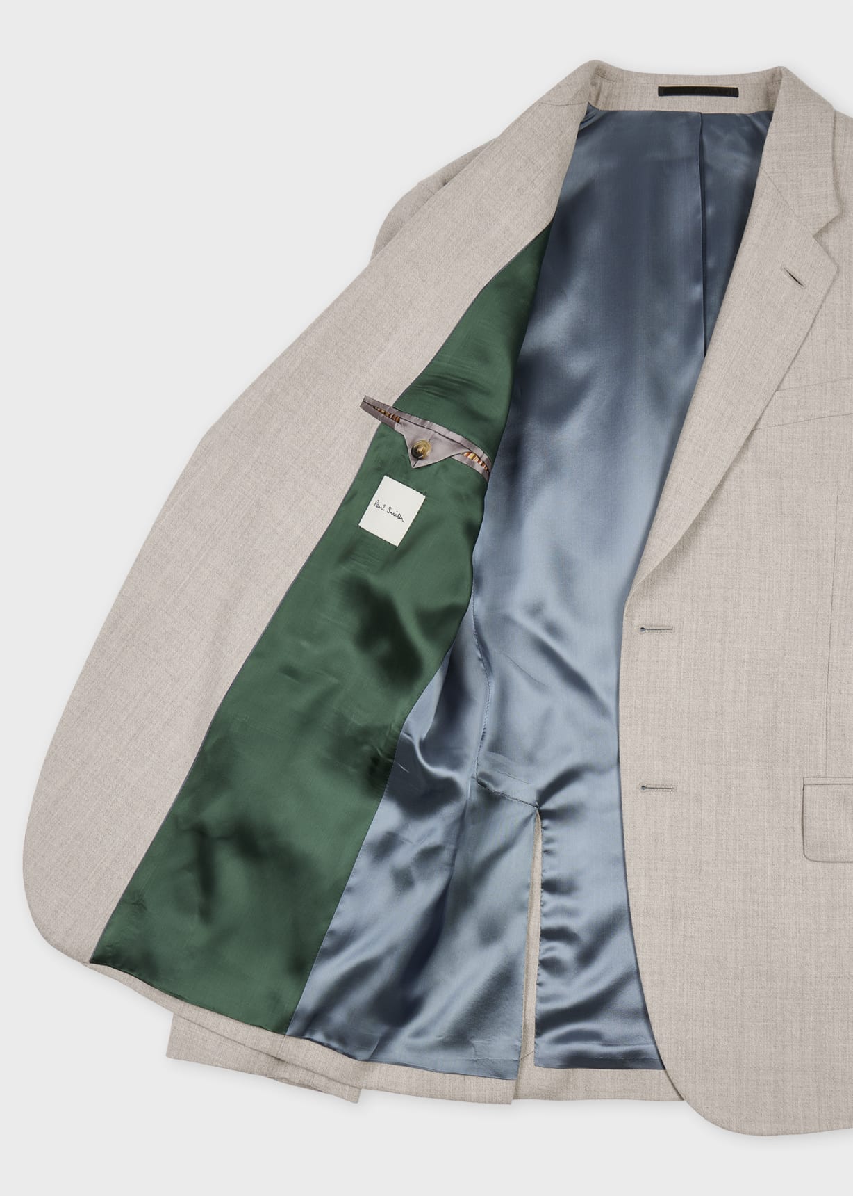 Men's Tailored-Fit Beige Overdyed Wool-Cashmere Flannel Blazer