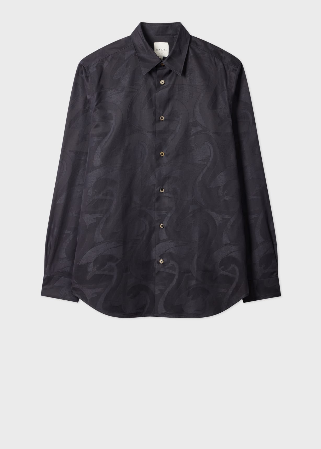 Black 'Swan' Jacquard Cotton Shirt