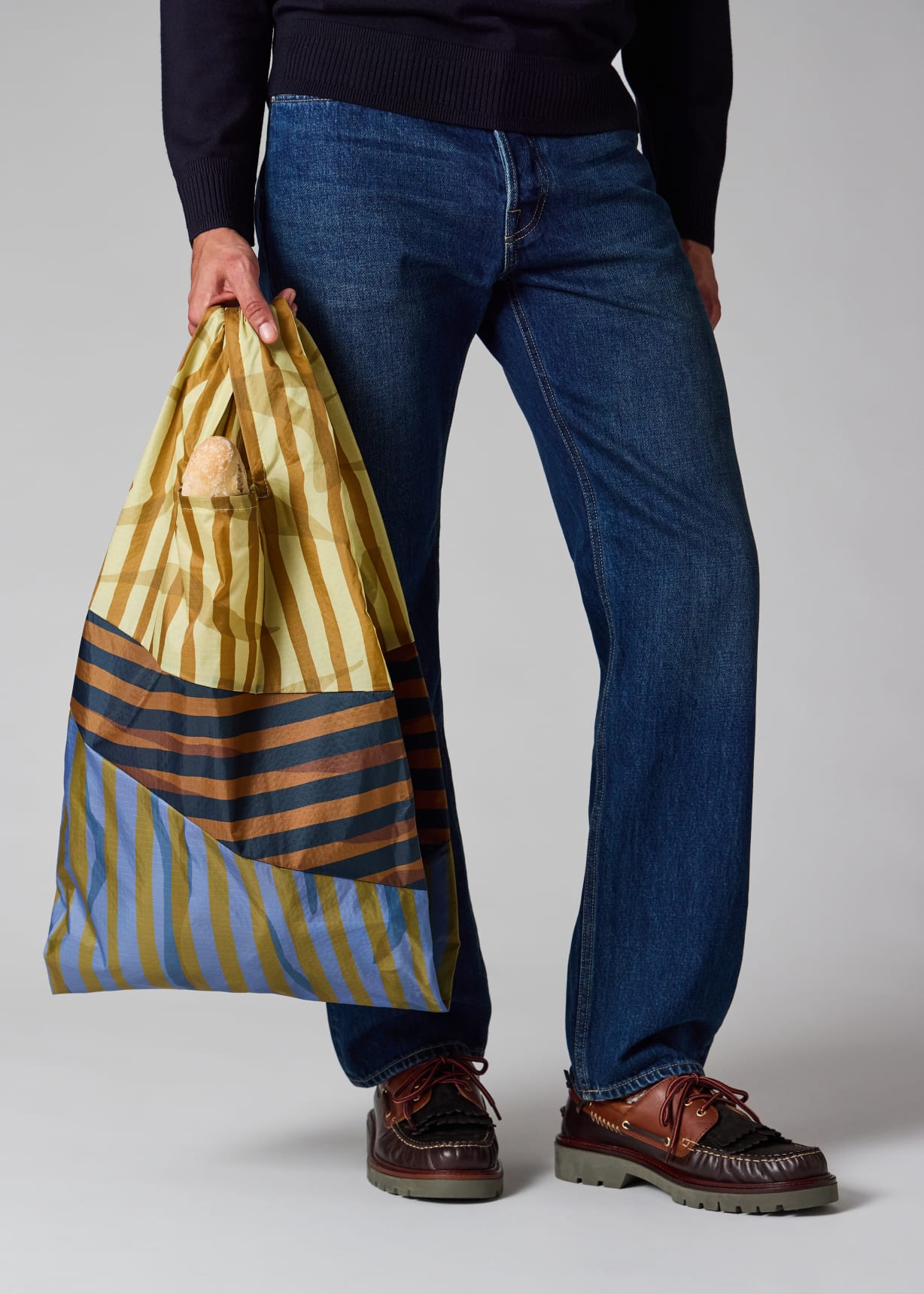 Susan Bijl x Paul Smith - Beige Mixed-Stripe 'The New Shopping Bag