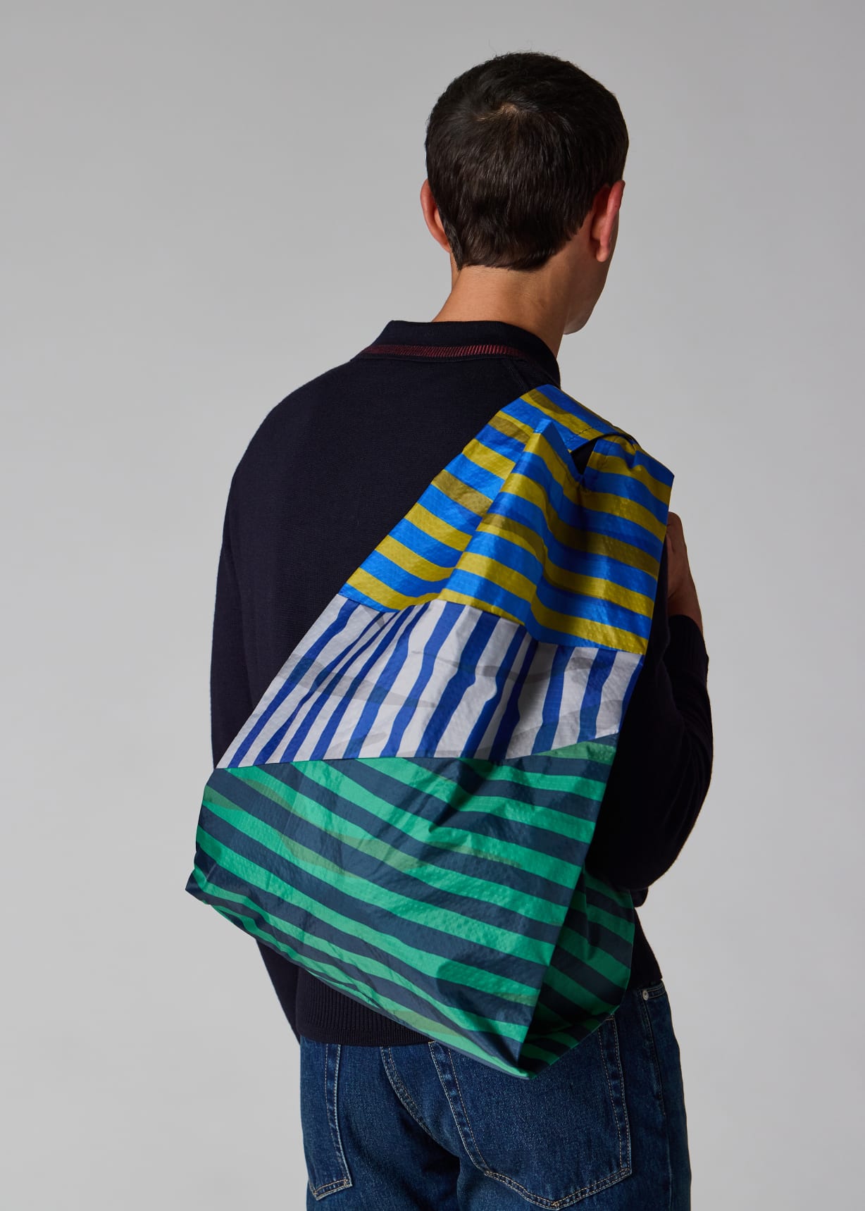 Susan Bijl x Paul Smith - Blue Mixed-Stripe 'The New Shopping Bag